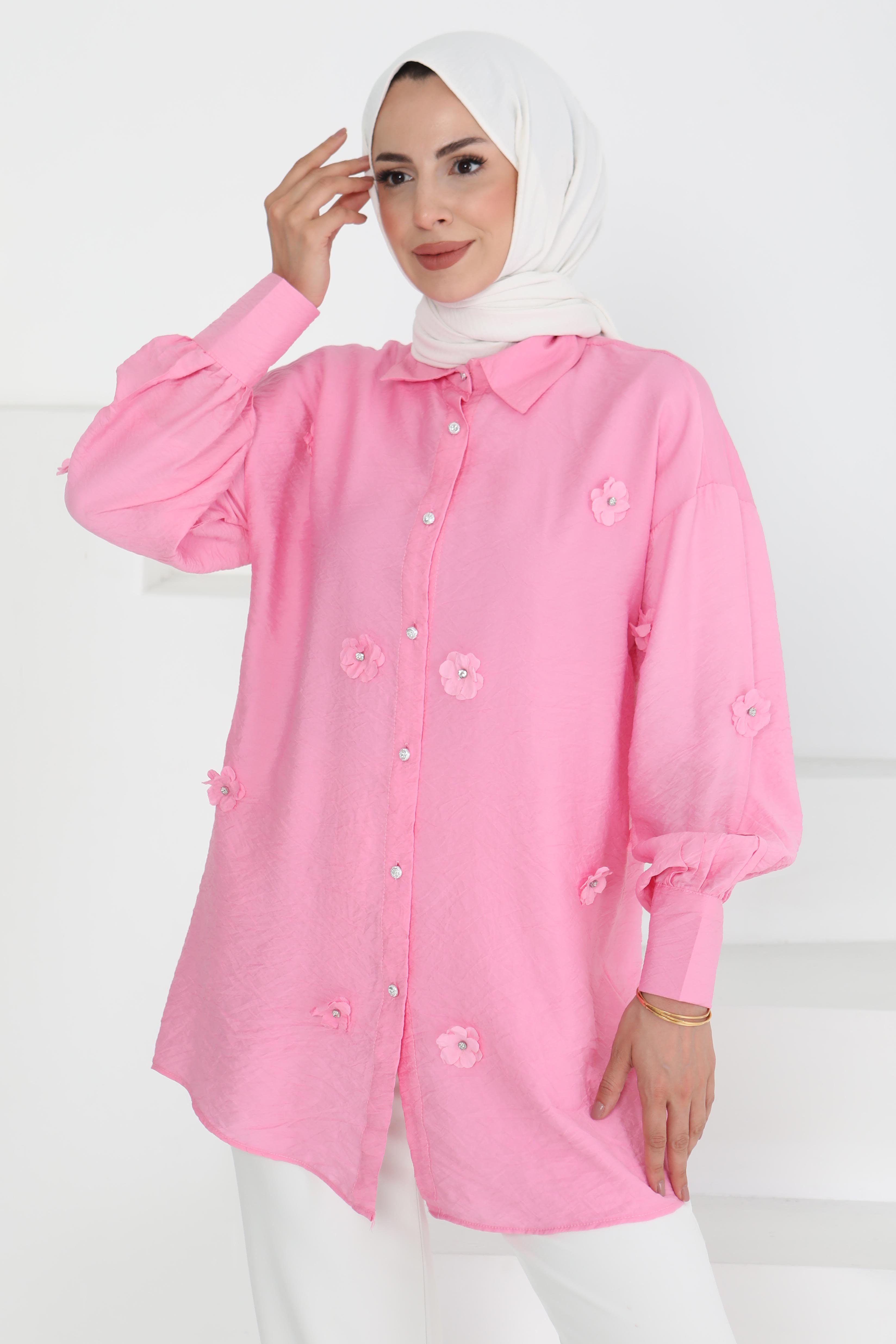 Çiçekli Tunik Pembe - 27272 - 2