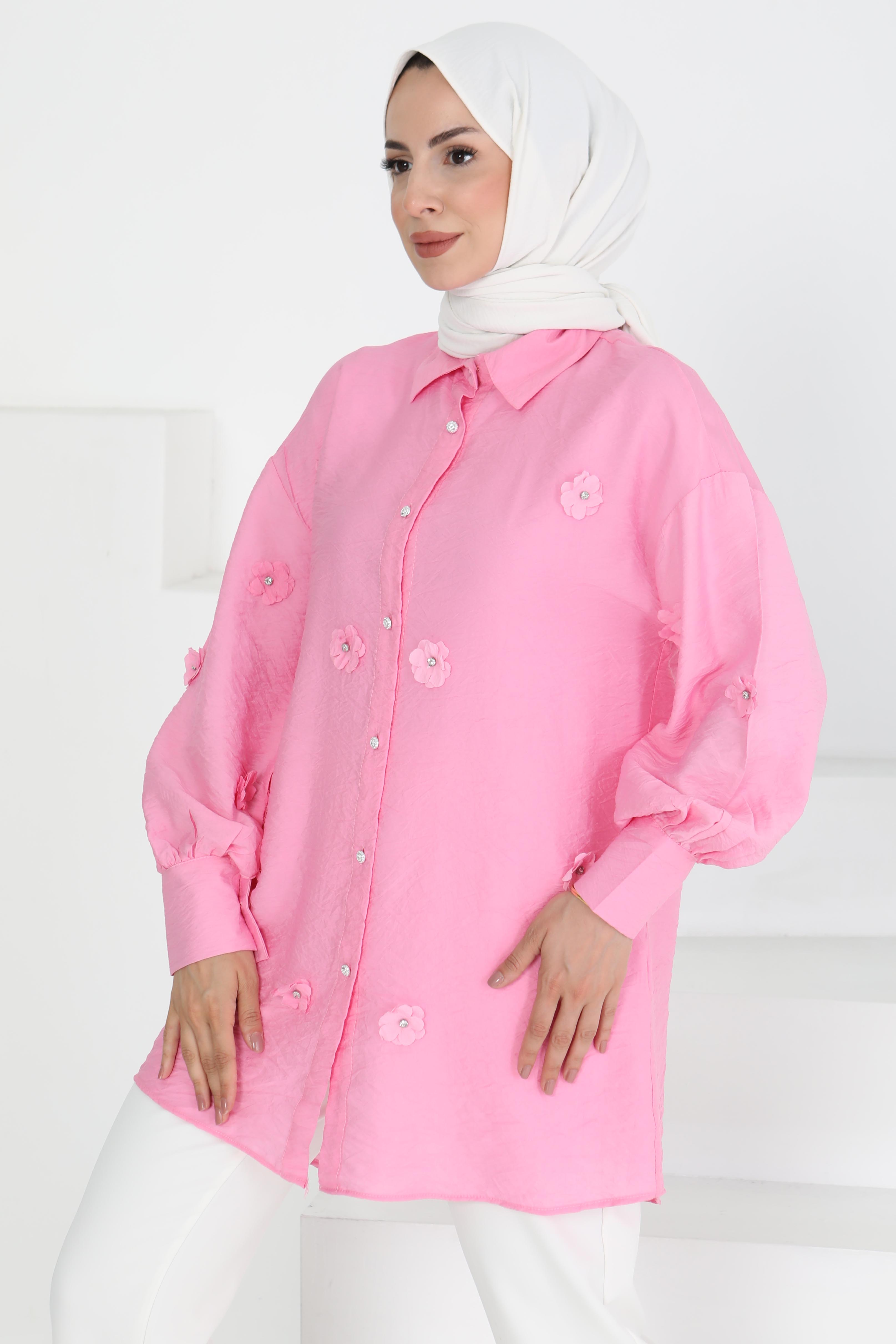 Çiçekli Tunik Pembe - 27272 - 3
