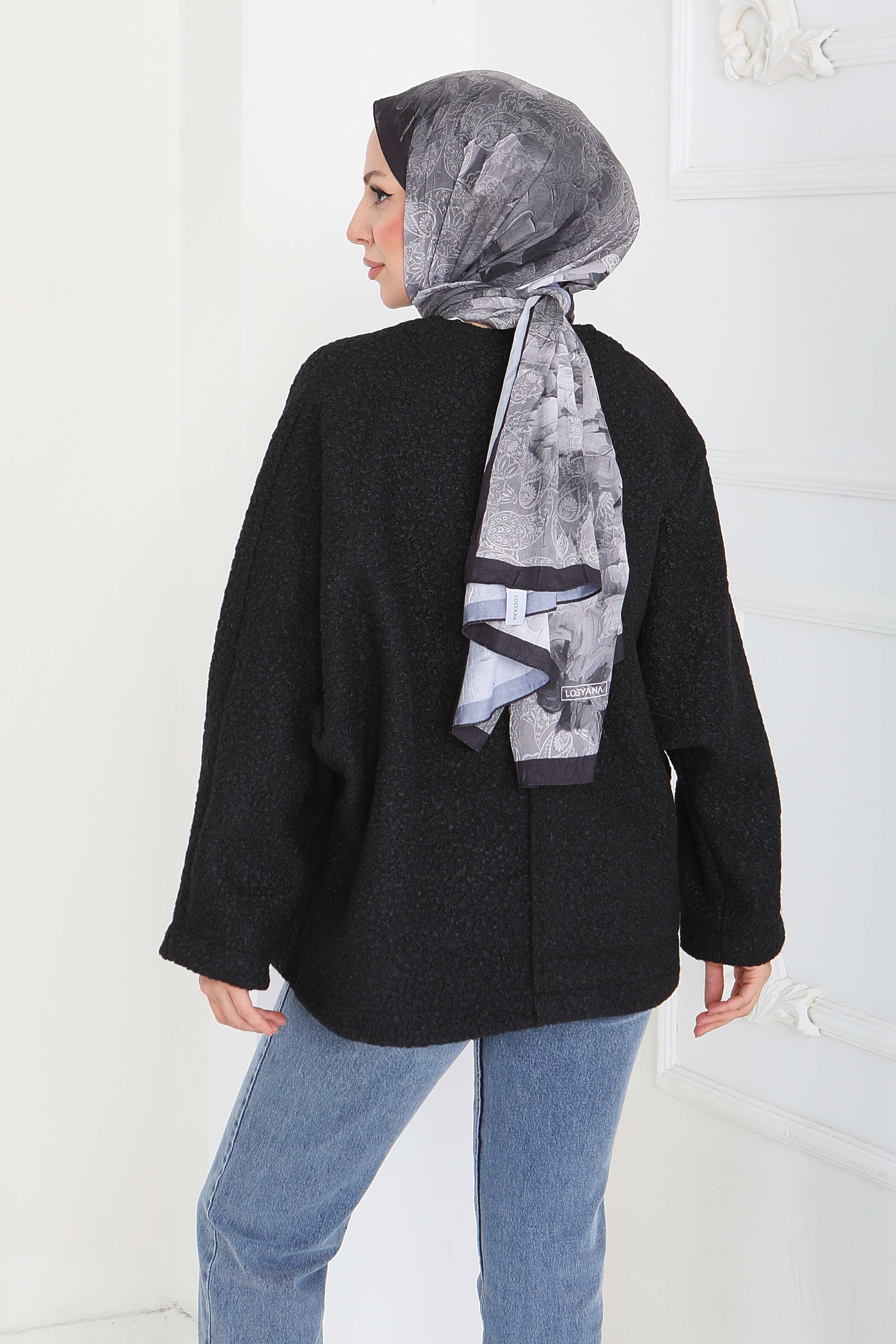 Çift Bağcık Detaylı Buklet Ceket - 27866-SIYAH - 6