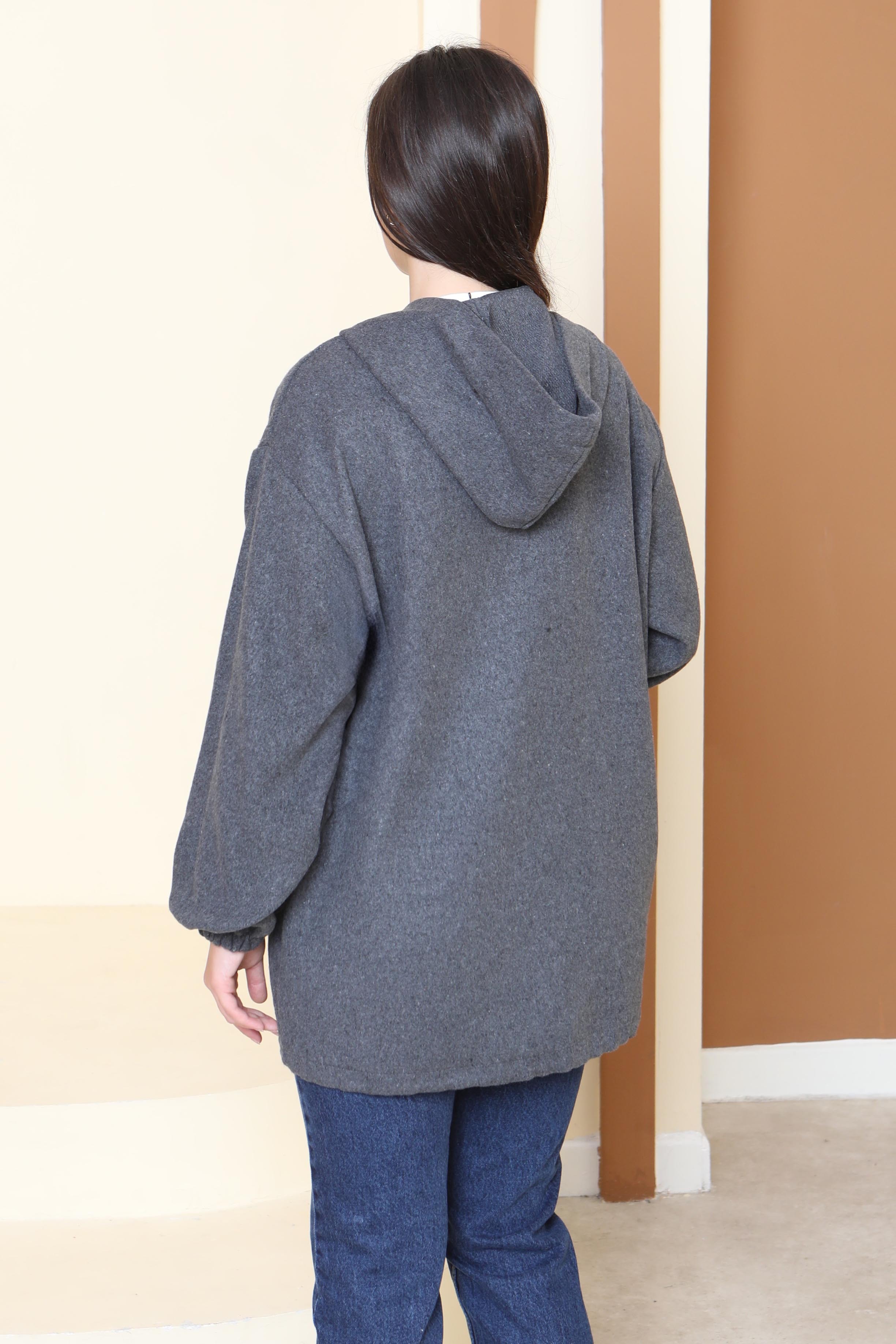 Çift Cepli Bileği Lastikli Kaşe Mont - 27917-ANTRASIT - 5