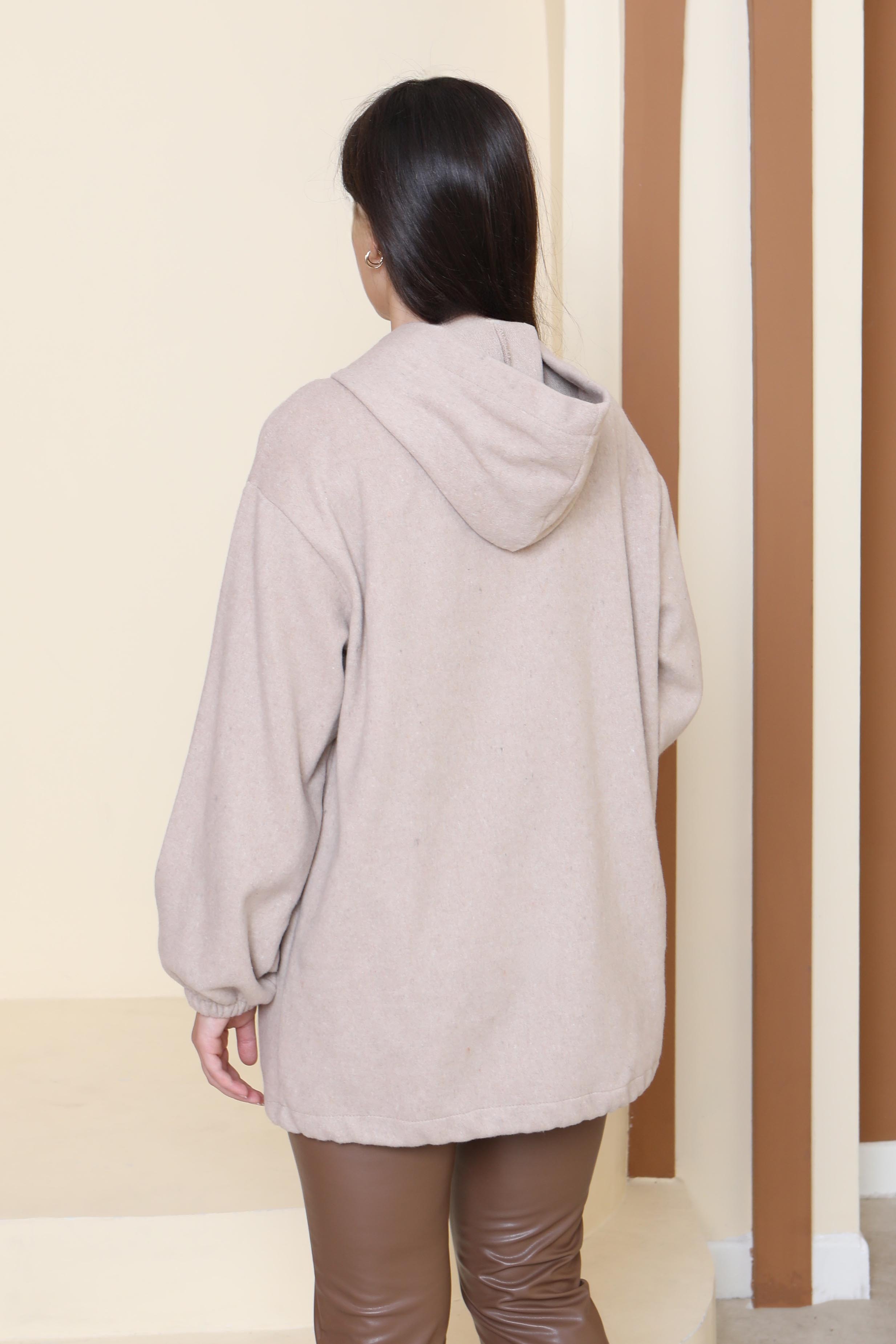 Çift Cepli Bileği Lastikli Kaşe Mont - 28034-BEJ - 5