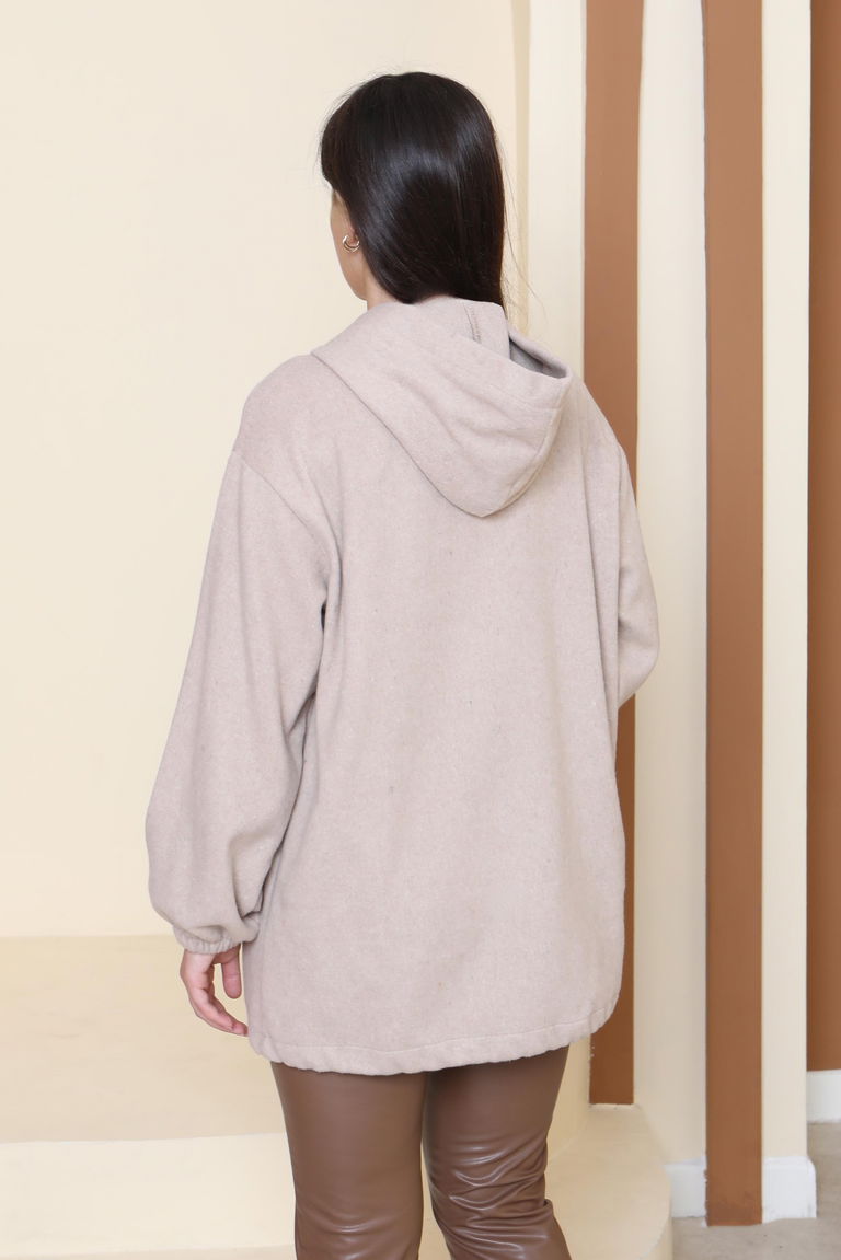 Çift Cepli Bileği Lastikli Kaşe Mont - 28034-BEJ - TOFİSA