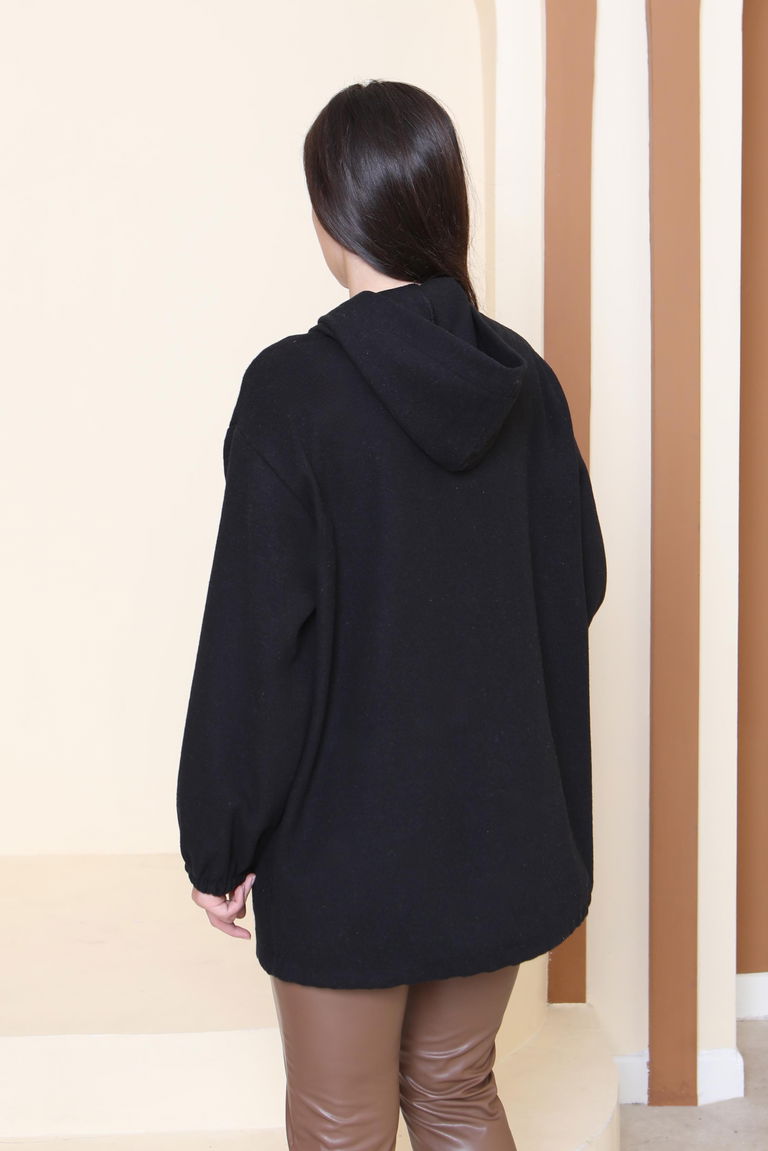 Çift Cepli Bileği Lastikli Kaşe Mont - 28034-SIYAH - TOFİSA