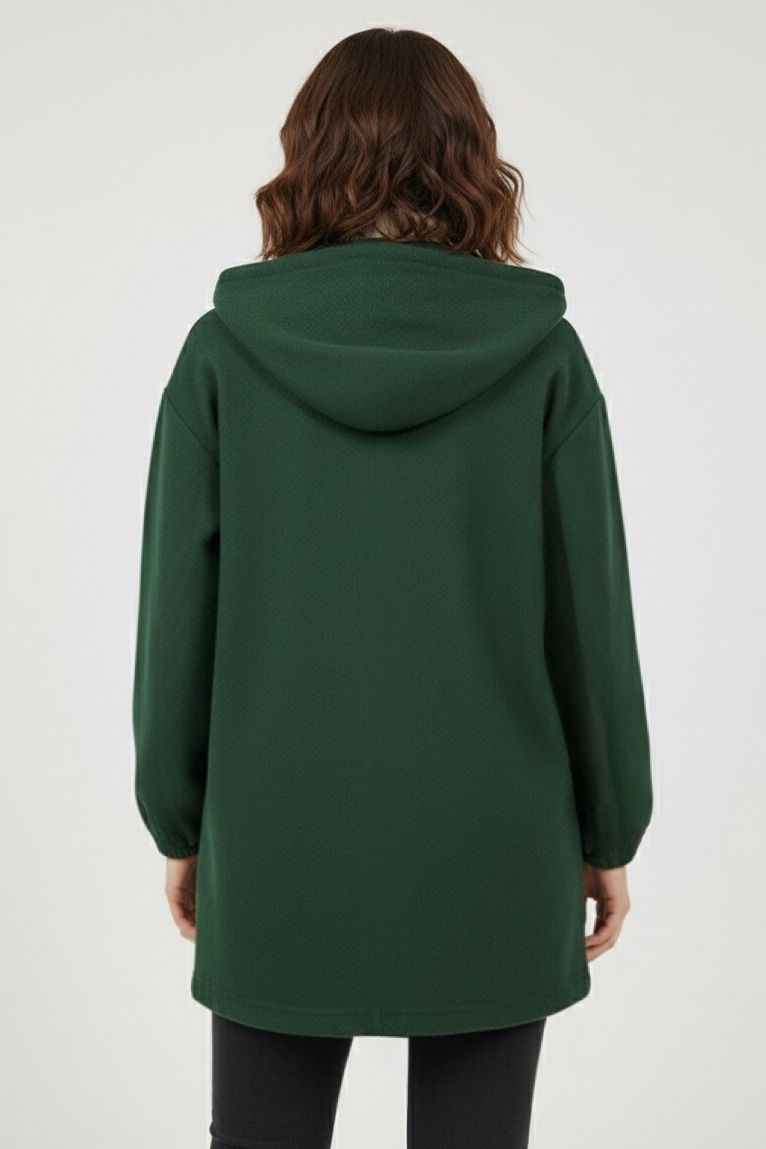 Çift Cepli Bileği Lastikli Kaşe Mont - 28034-ZUMRUT - 3