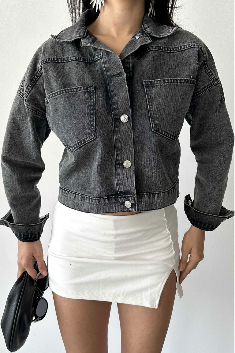 Çift Cepli Demin Crop Ceket - 27271 - TOFİSA