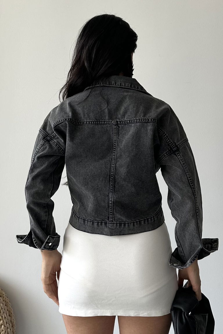 Çift Cepli Demin Crop Ceket - 27271 - TOFİSA