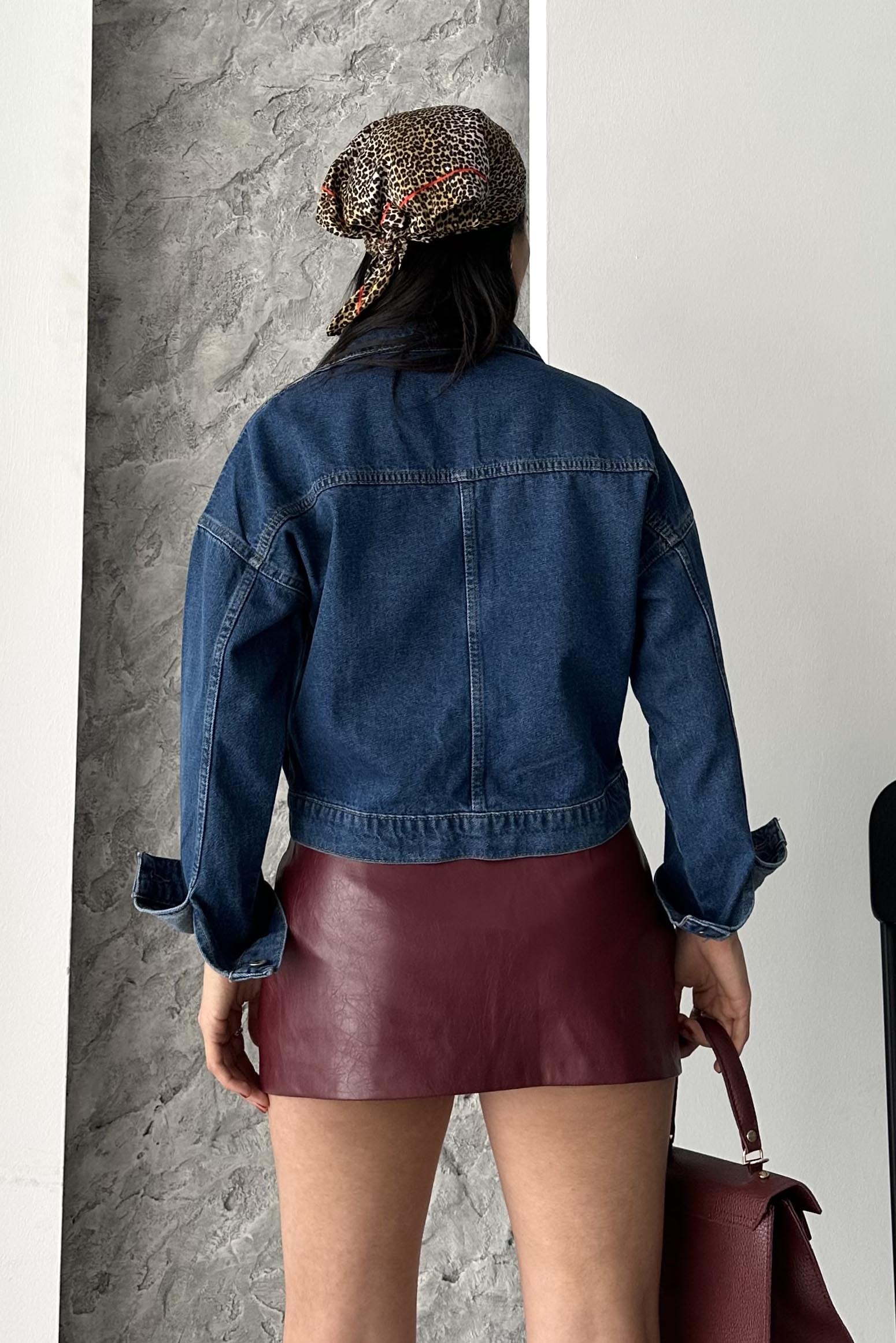 Çift Cepli Demin Crop Ceket - 27271 - 6