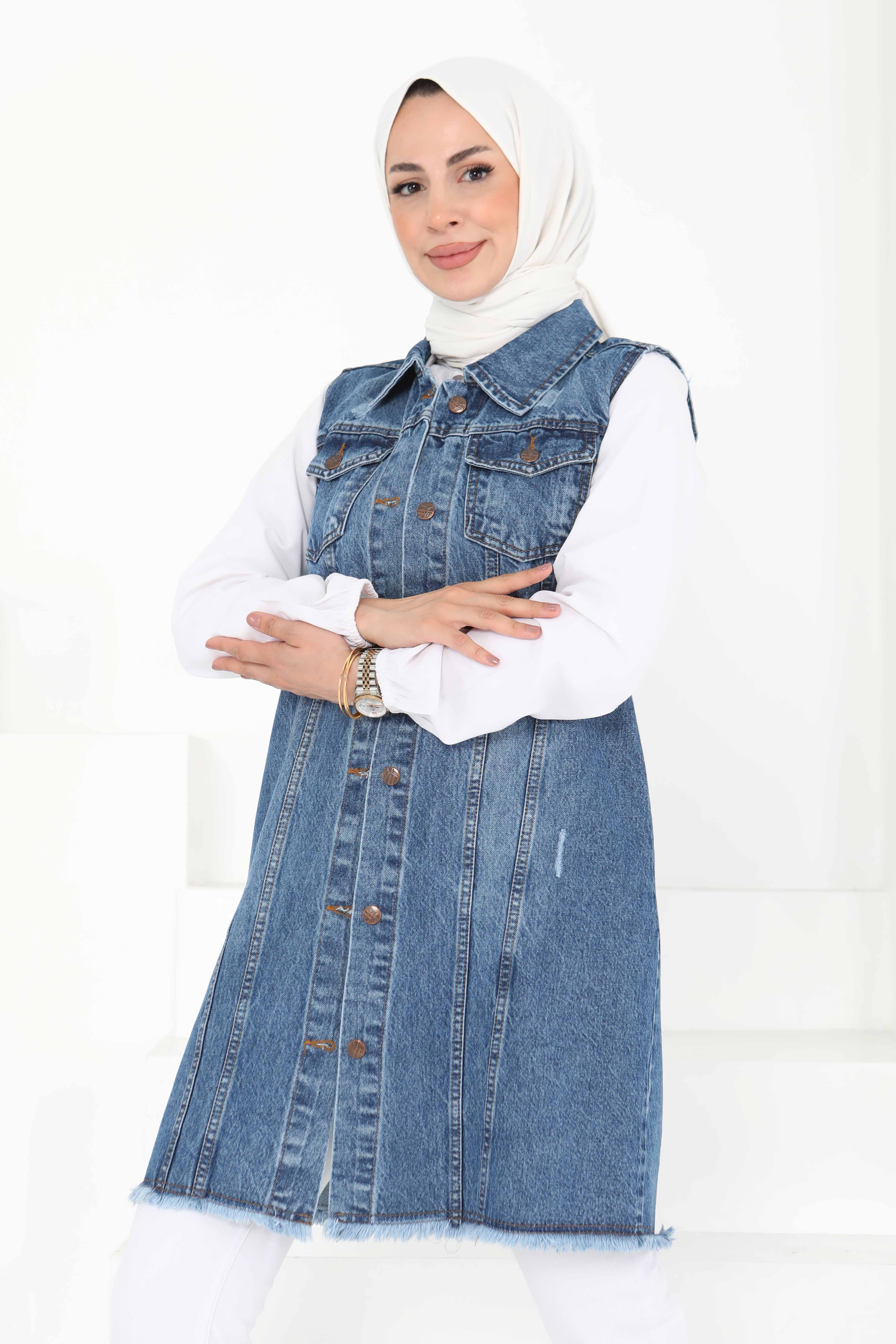 Çift Cepli Demin Yelek - 27160 - 3