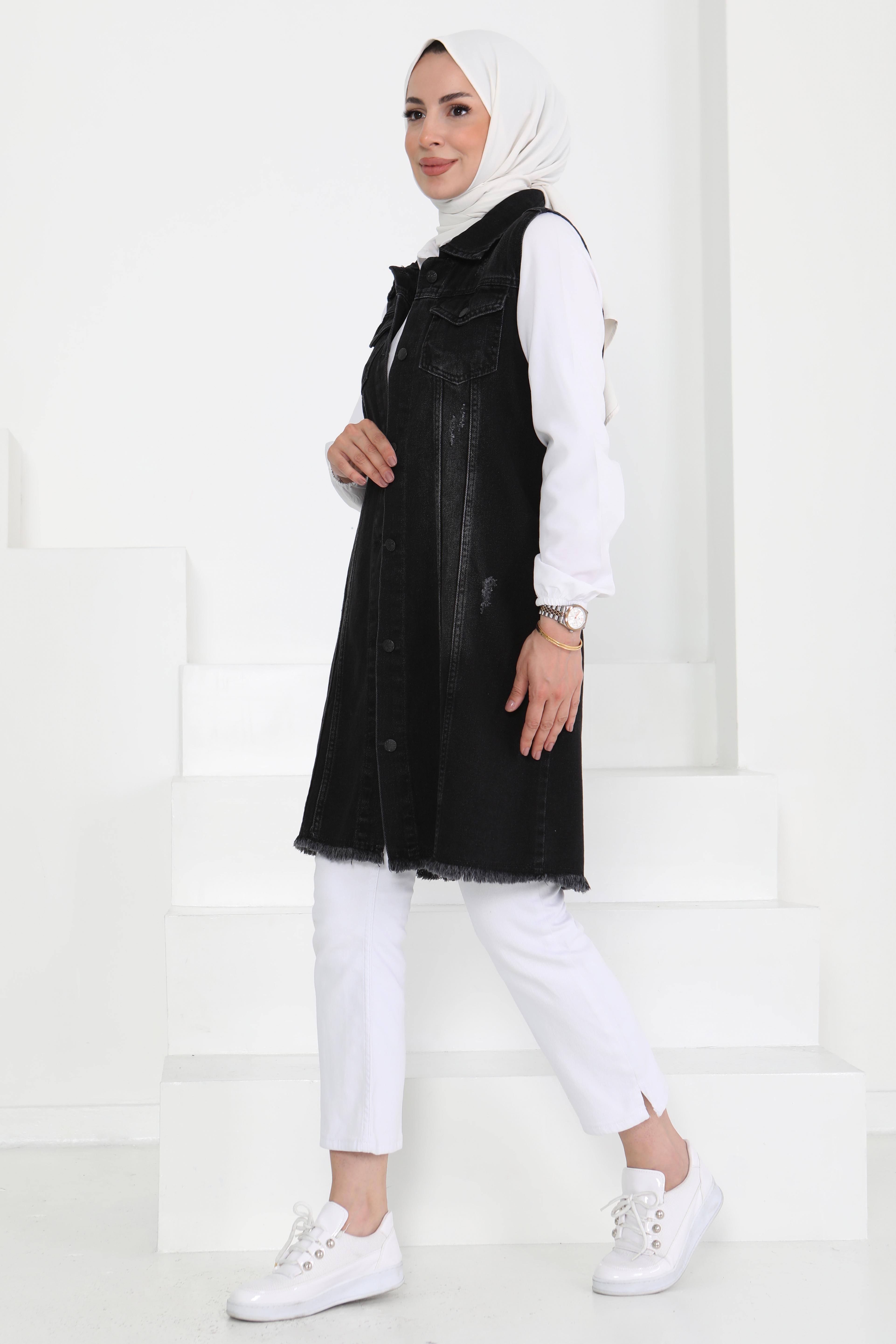 Çift Cepli Demin Yelek - 27160 - 4