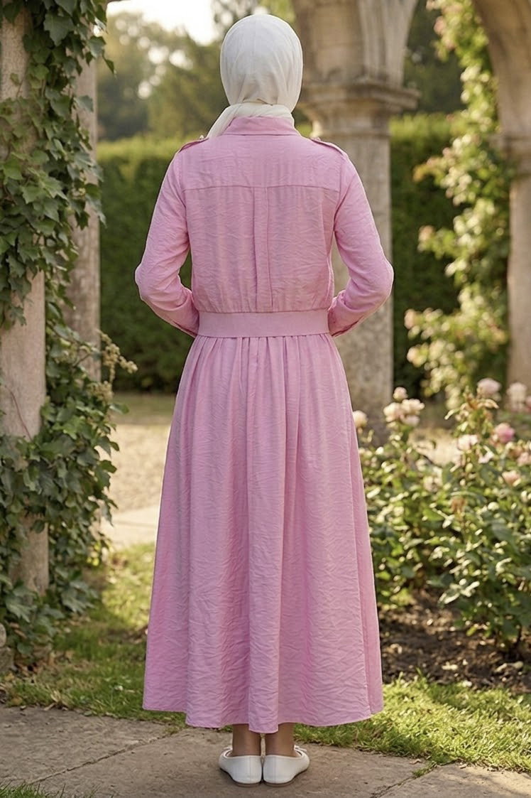 Çift Cepli Etekli Takım Pembe - 28548-PEMBE - 4