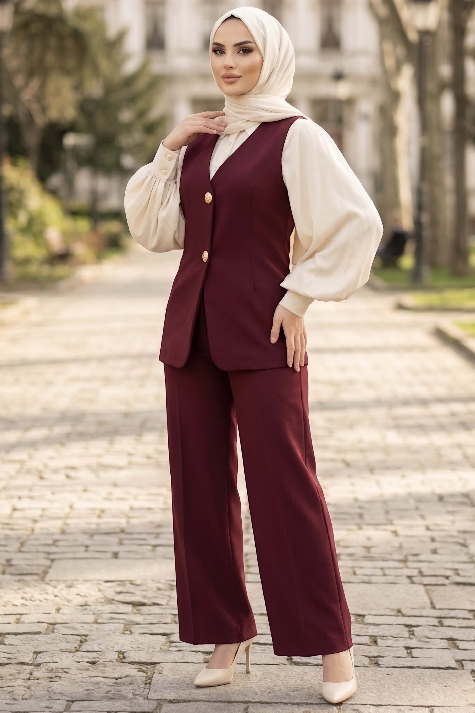 Çift Düğmeli Ceket Pantolon Takım Mürdüm - 29054-MURDUM - 2