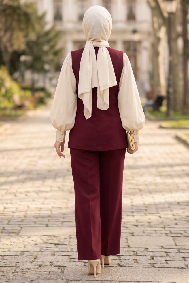 Çift Düğmeli Ceket Pantolon Takım Mürdüm - 29054-MURDUM - 3