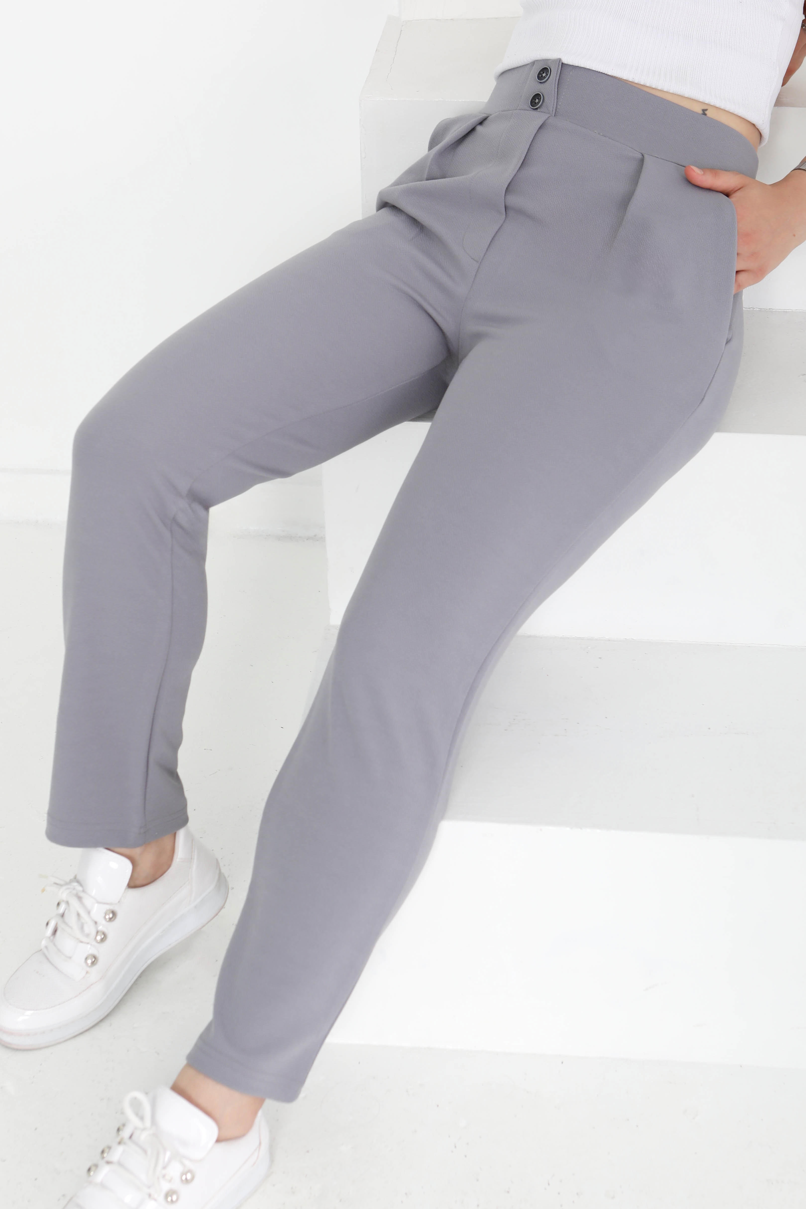 Çift Düğmeli Spor Pantolon - 27352 - 1