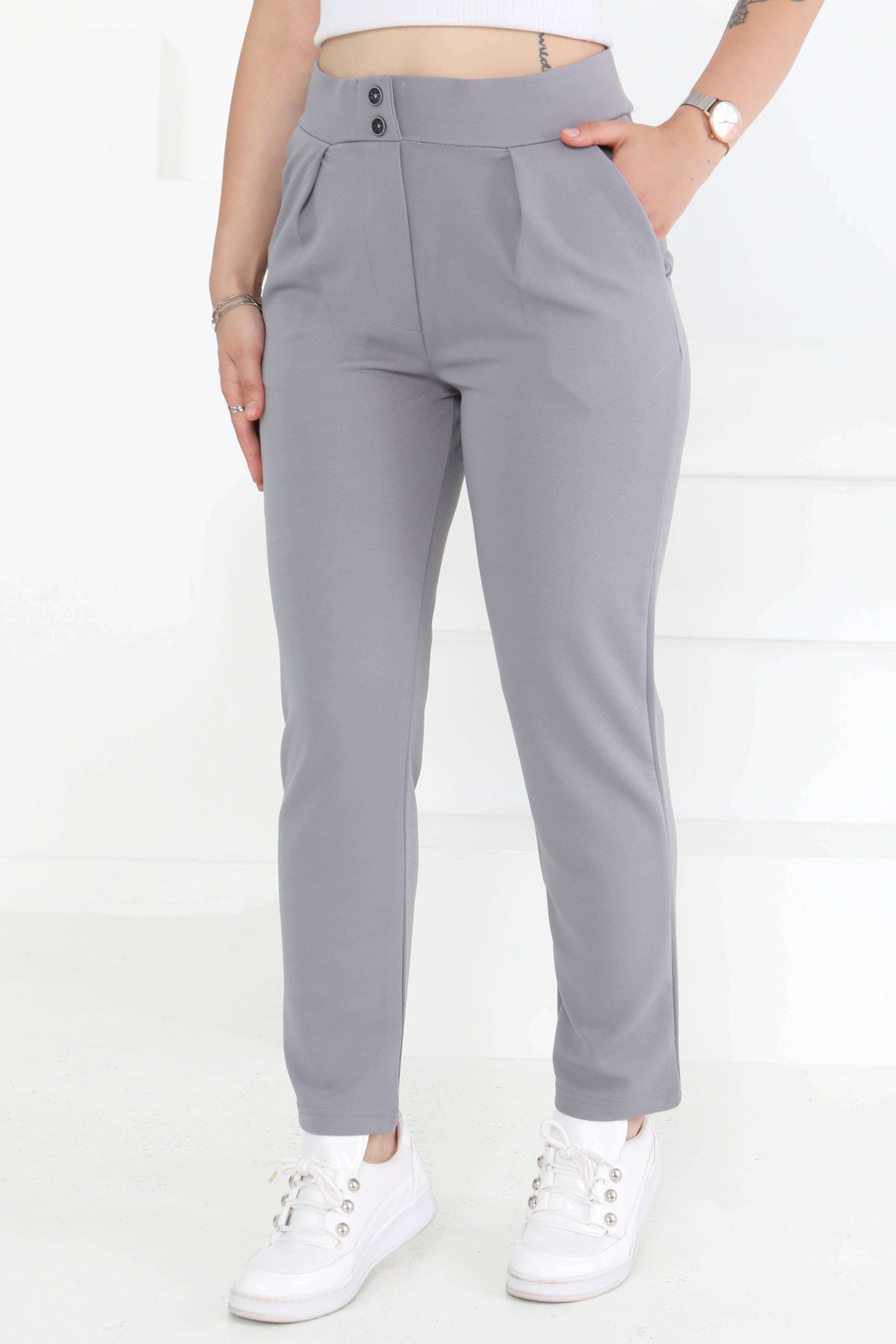 Çift Düğmeli Spor Pantolon - 27352 - 3