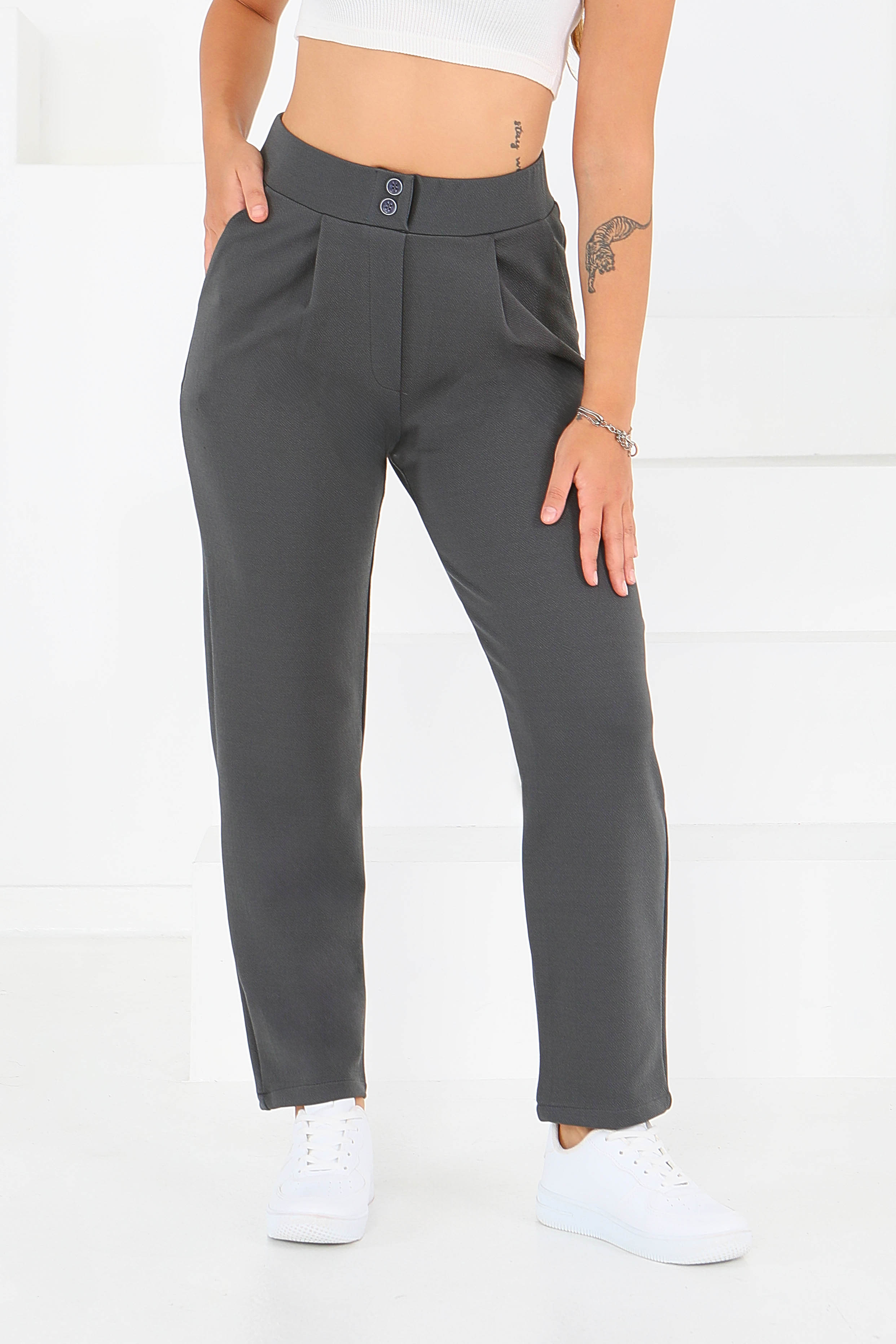 Çift Düğmeli Spor Pantolon - 27352 - 1
