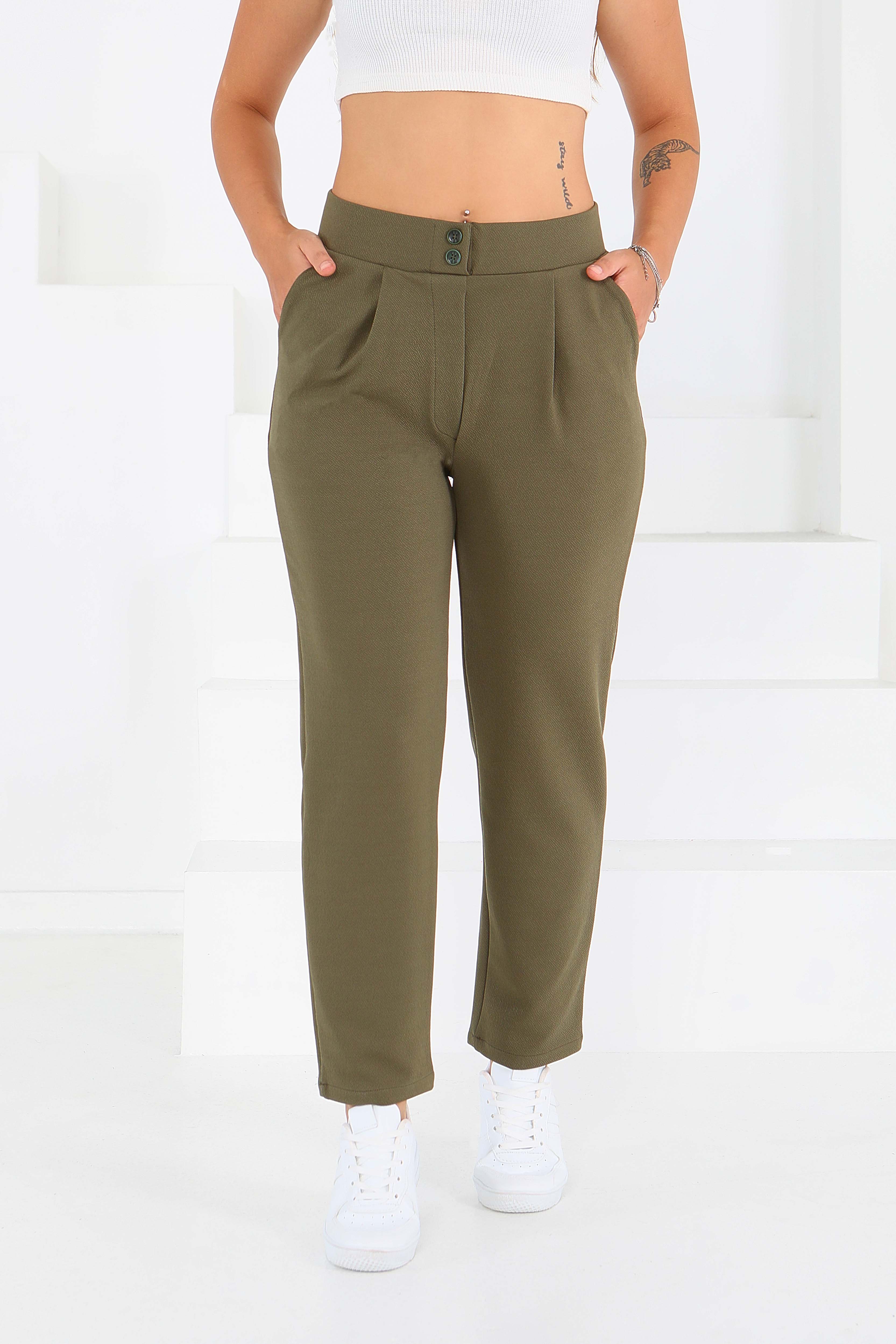 Çift Düğmeli Spor Pantolon - 27352 - 4
