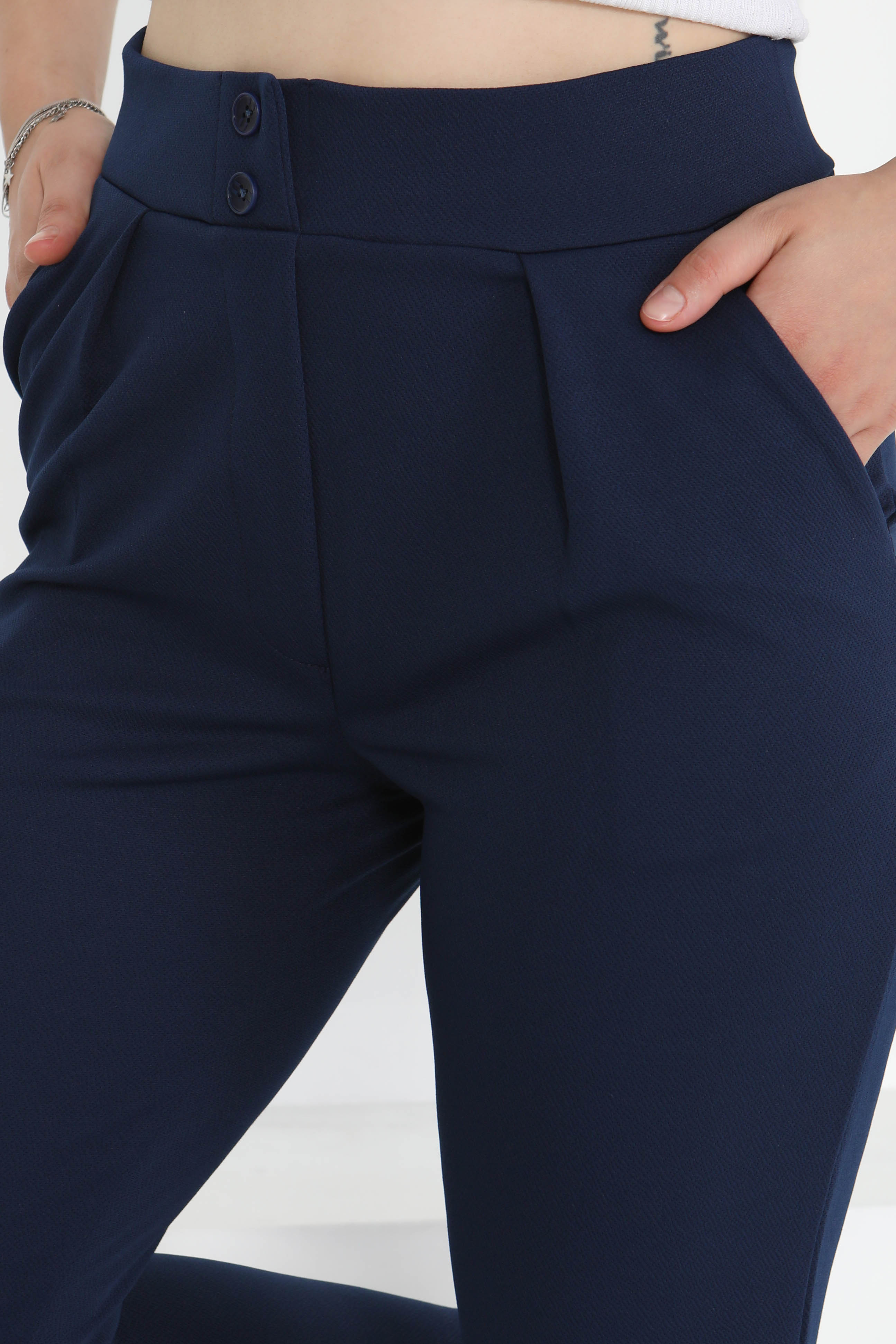Çift Düğmeli Spor Pantolon Lacivert - 27352 - 3