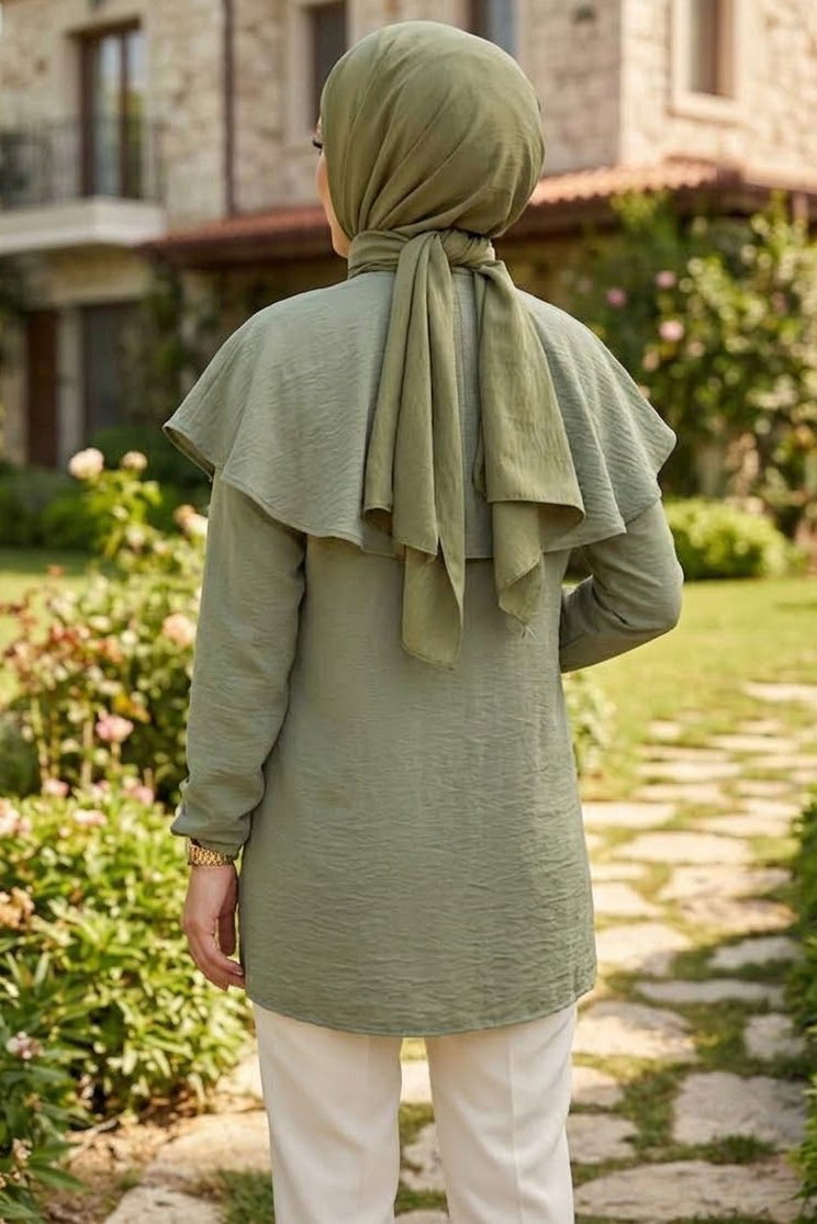 Çift Düğüm Detaylı Tunik Haki - 28953-HAKI - 3