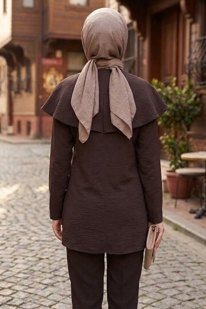 Çift Düğüm Detaylı Tunik Kahve - 28953-KAHVE - 3