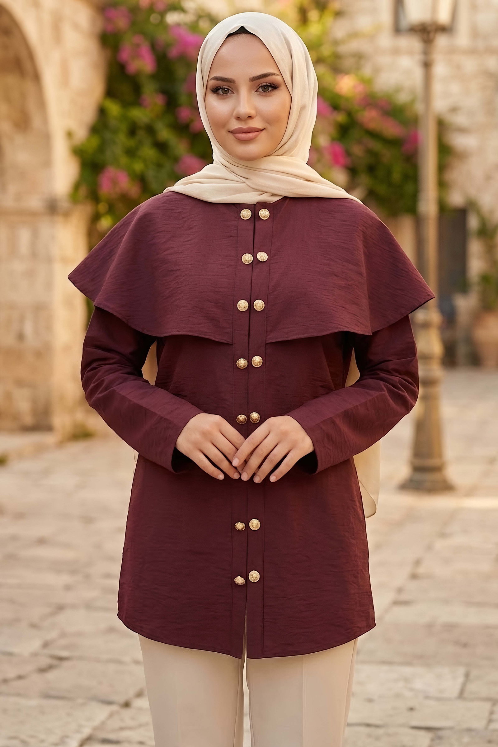 Çift Düğüm Detaylı Tunik Mürdüm - 28953-MURDUM - 1