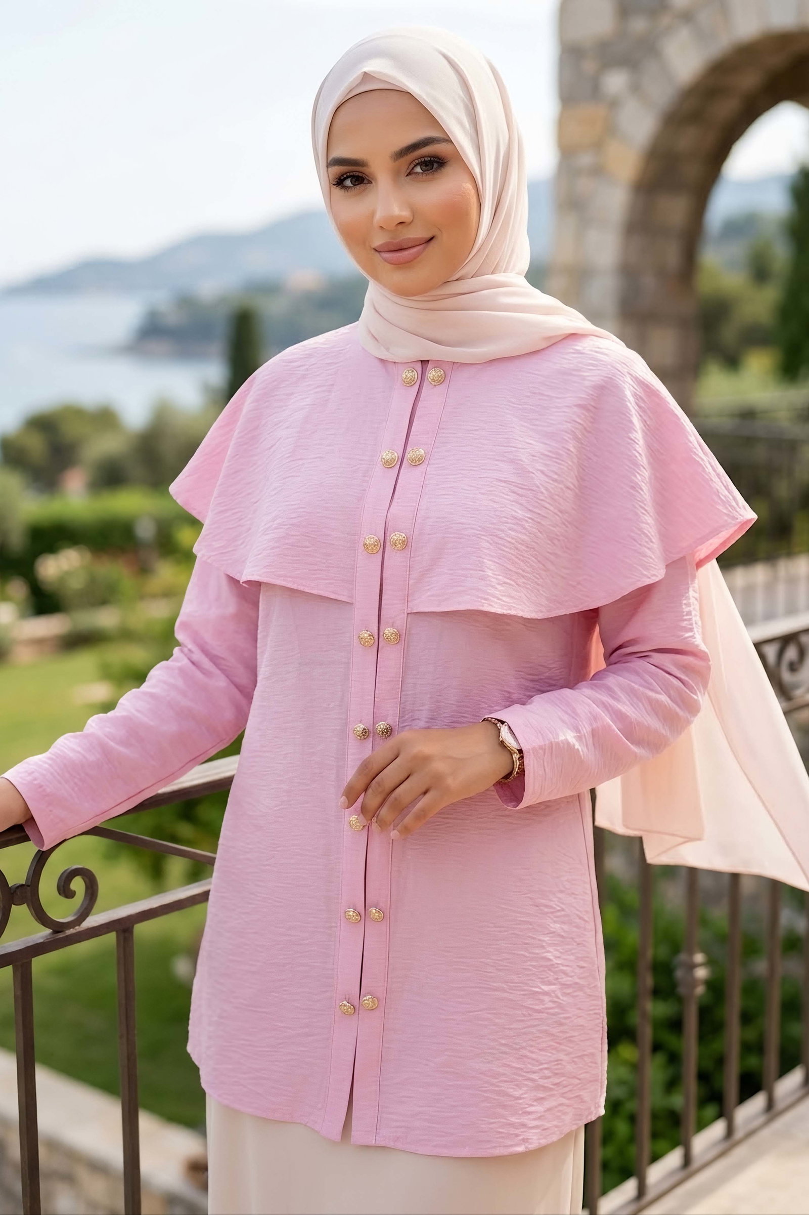 Çift Düğüm Detaylı Tunik Pembe - 28953-PEMBE - 2