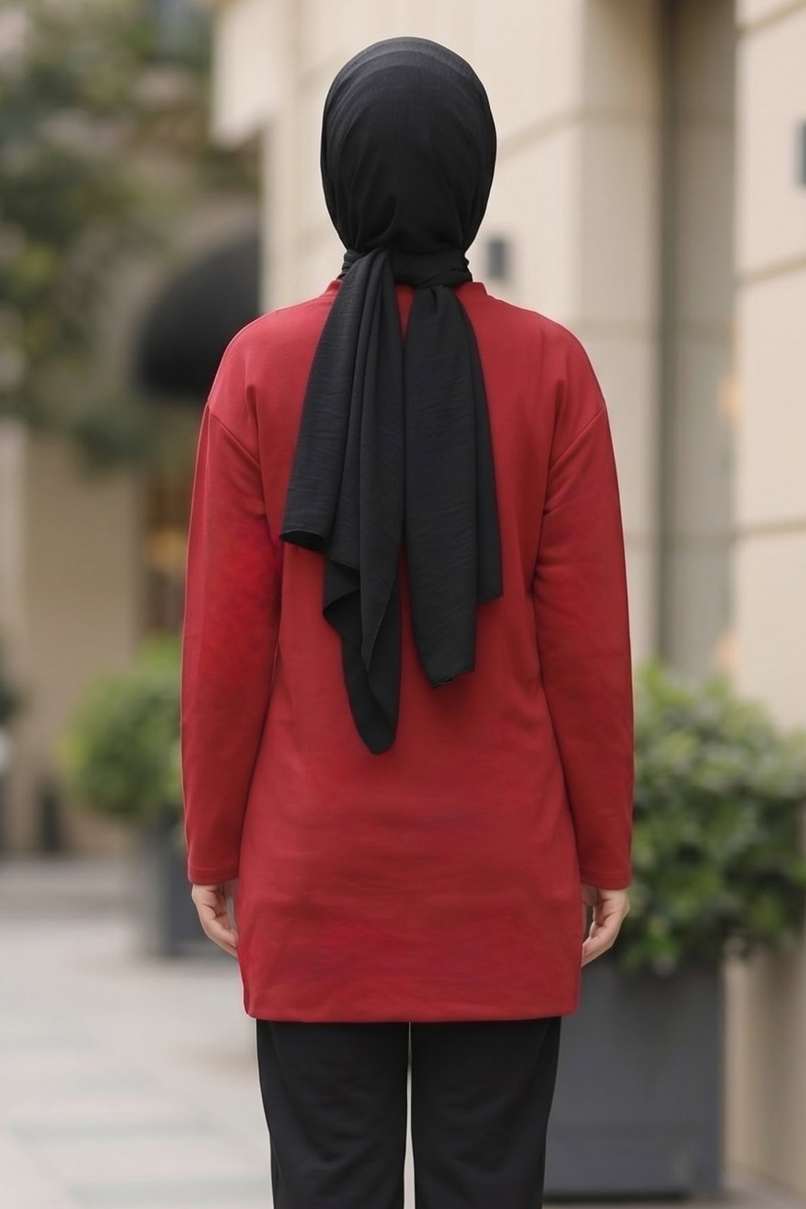 Çİft Fermuar Detaylı Oysh Modal Tunik Kirmizi - 29298-KIRMIZI - 3