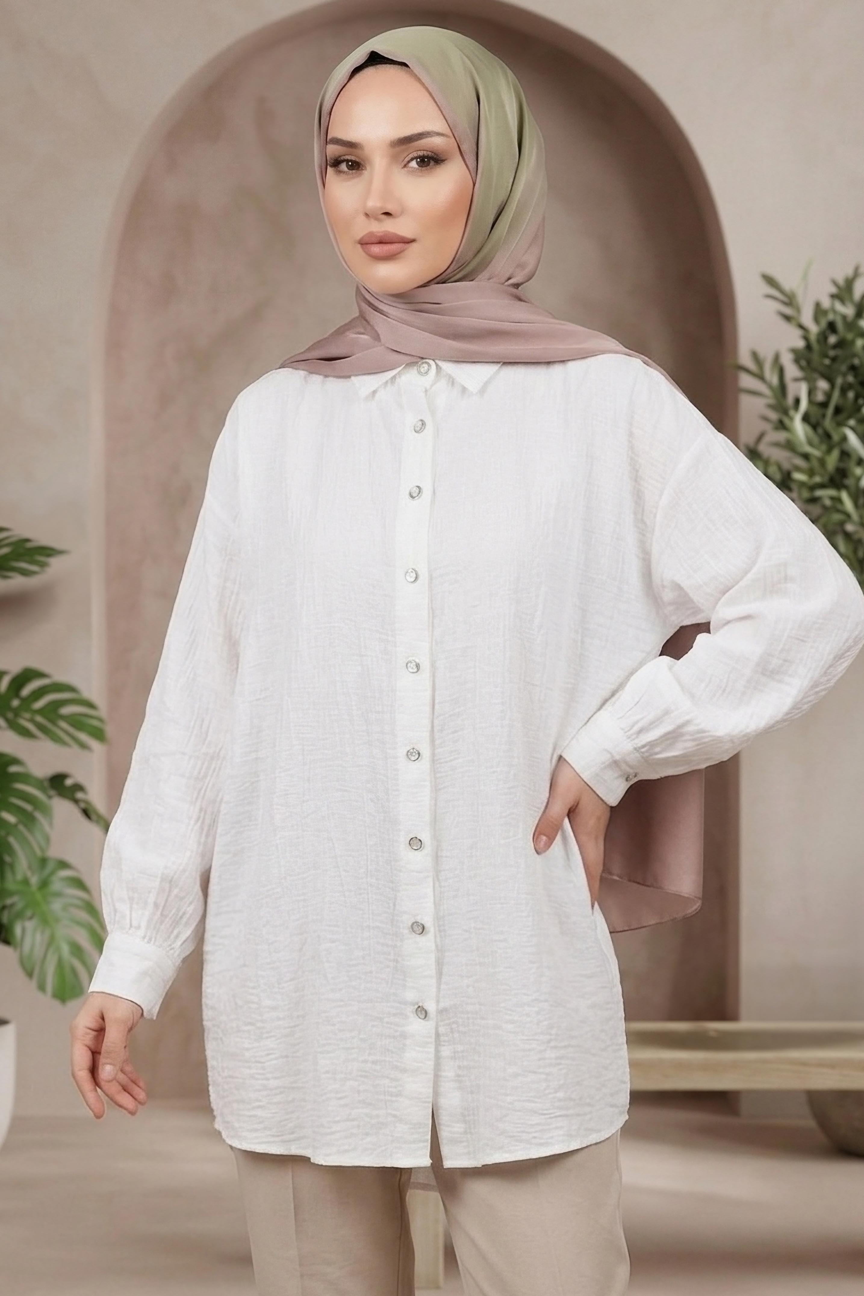 Çilek Tunik - 1308-BEYAZ - 1