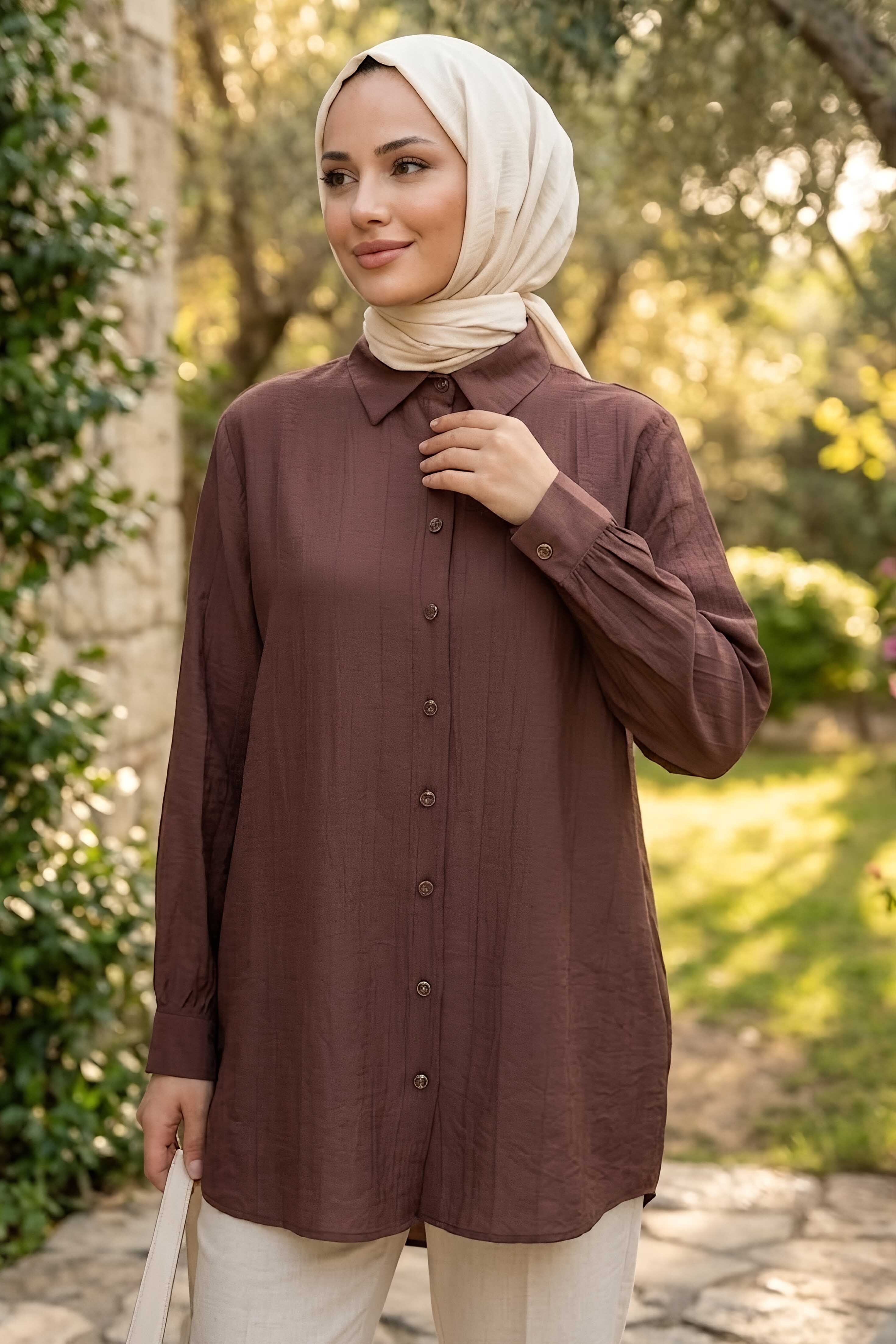 Çilek Tunik Kahve - 1308-KAHVE - 1