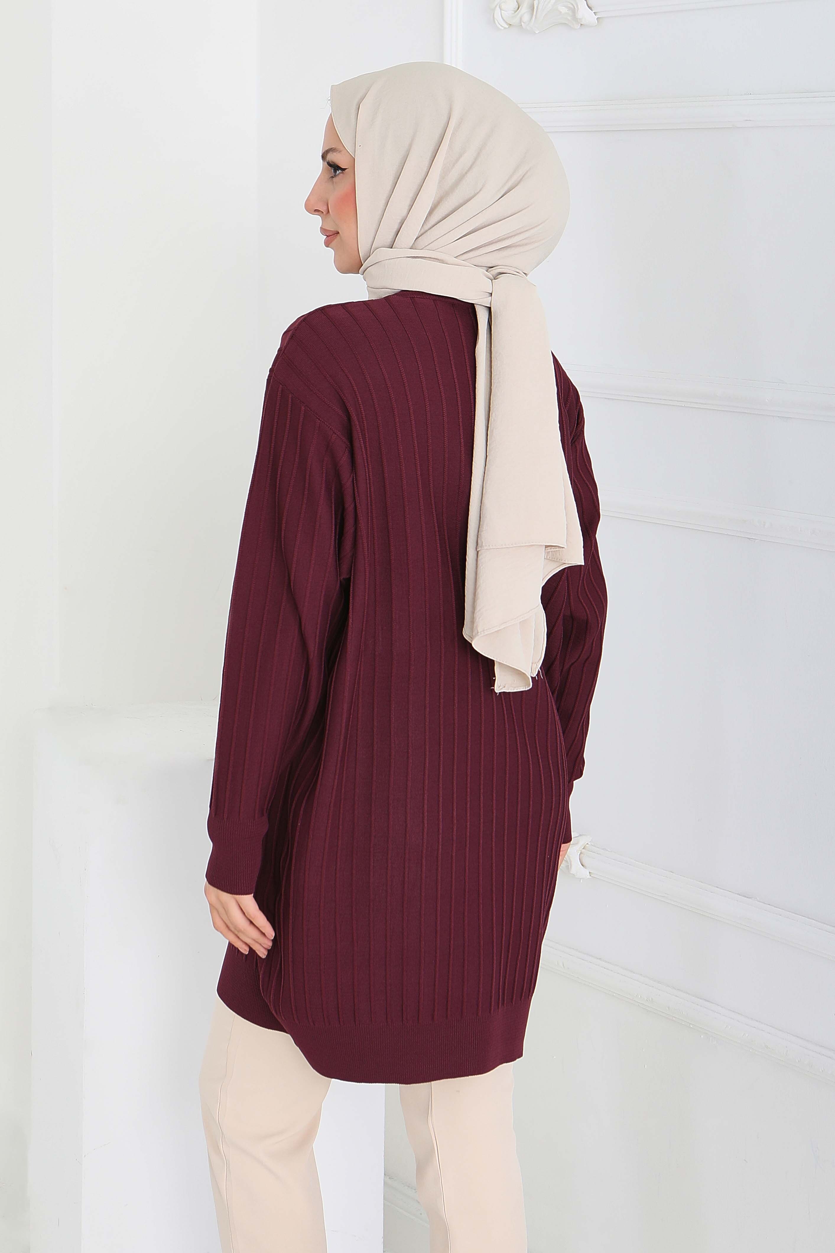 Çima Detaylı Triko Tunik - 27886-MURDUM - 4