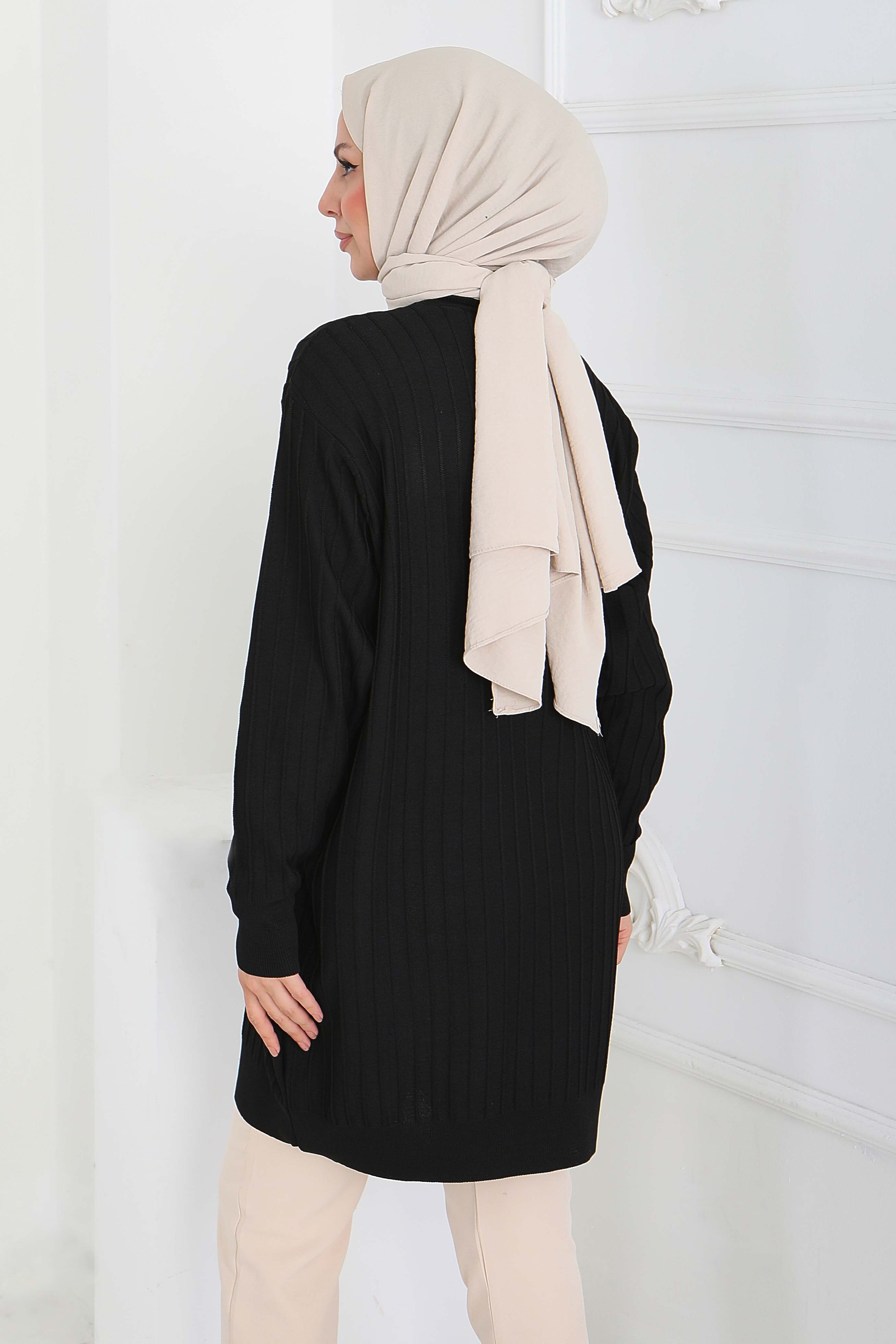 Çima Detaylı Triko Tunik - 27886-SIYAH - 4