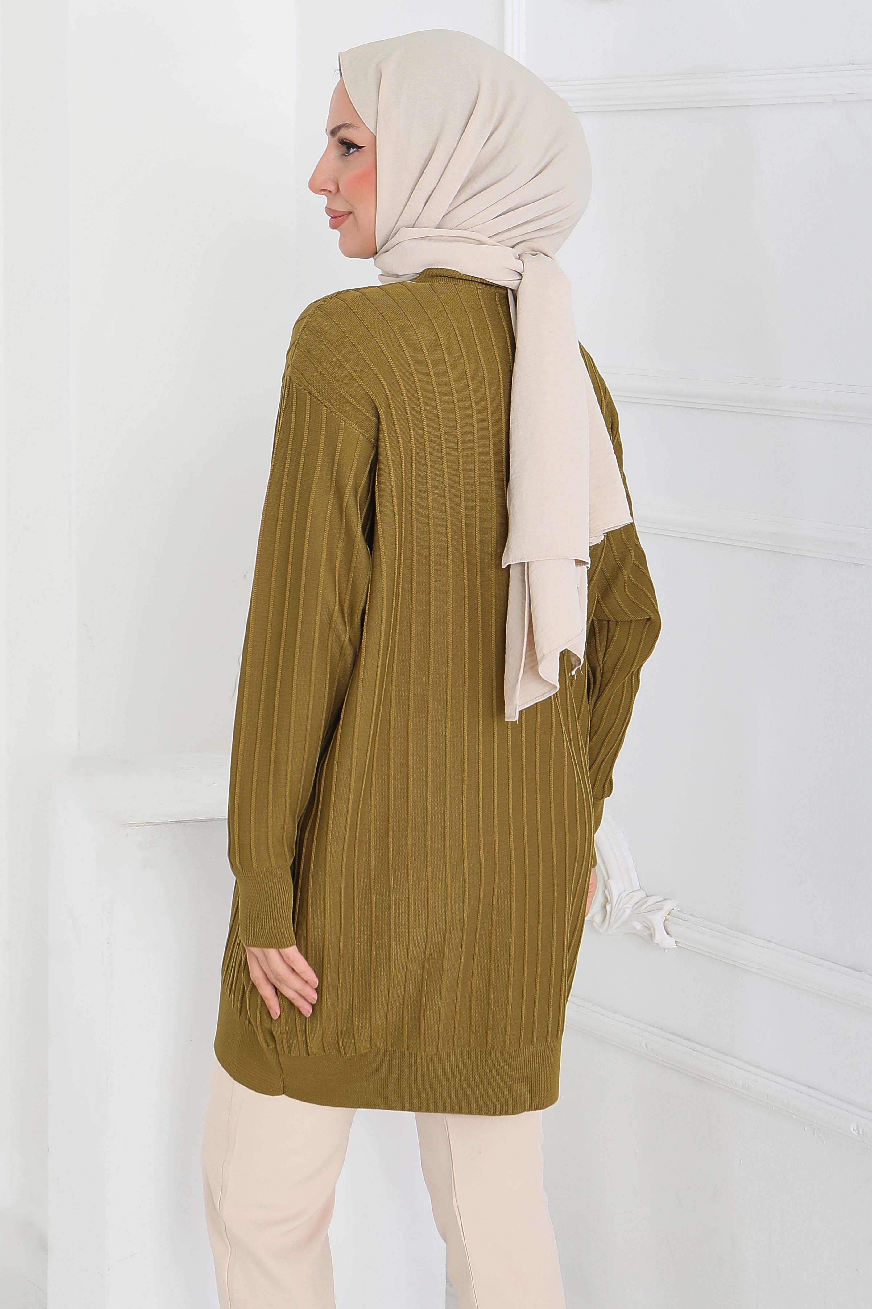 Çima Detaylı Triko Tunik - 27886-YAG-YESILI - 4