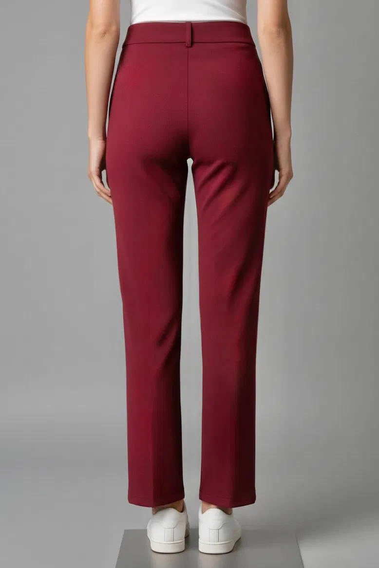 Çımalı Cepli Krep Pantolon - 28167-BORDO - 3