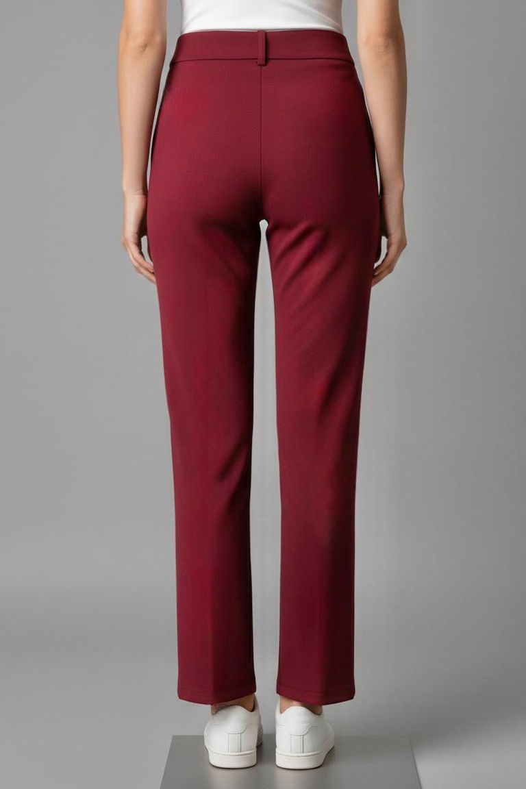 Çımalı Cepli Krep Pantolon - 28167-BORDO - TOFİSA