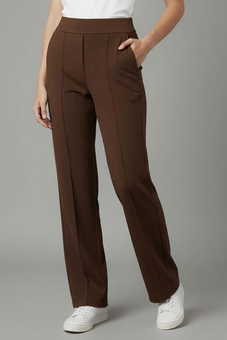 Çımalı Cepli Krep Pantolon - 28167-KAHVE - 2