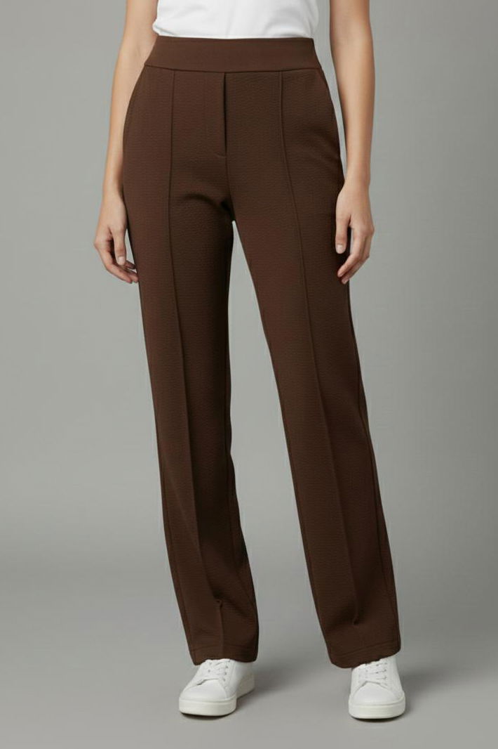 Çımalı Cepli Krep Pantolon - 28167-KAHVE - TOFİSA