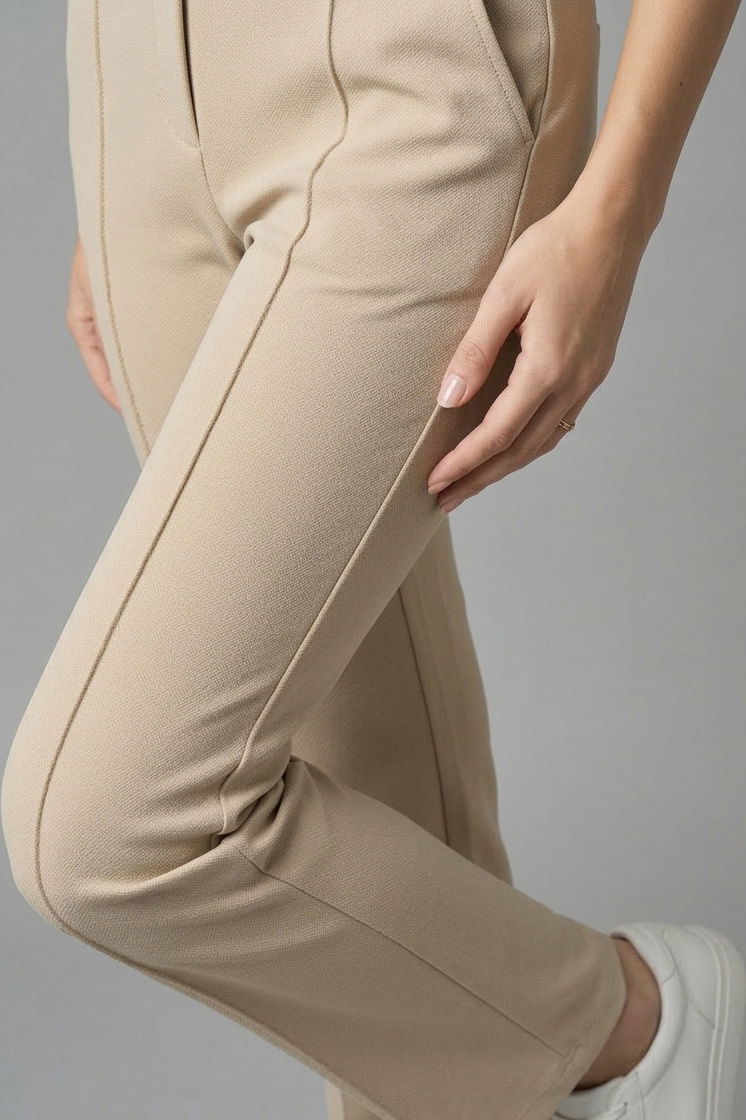 Çımalı Cepli Krep Pantolon - 28167-KREM - 3