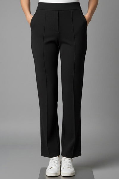 Çımalı Cepli Krep Pantolon - 28167-SIYAH 