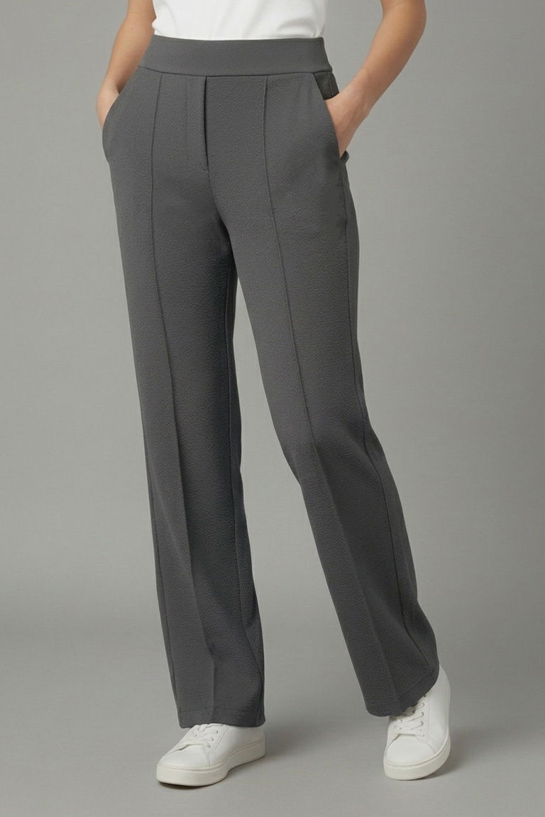 Çımalı İspanyol Paça Krep Pantolon - 27623-FUME - 1