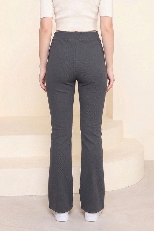 Çımalı İspanyol Paça Krep Pantolon - 27623-FUME - 4