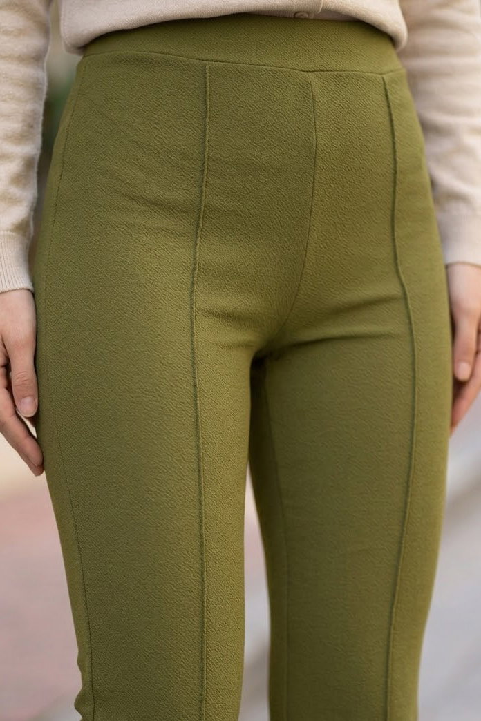 Çımalı İspanyol Paça Krep Pantolon Haki - 27623-HAKI - 3