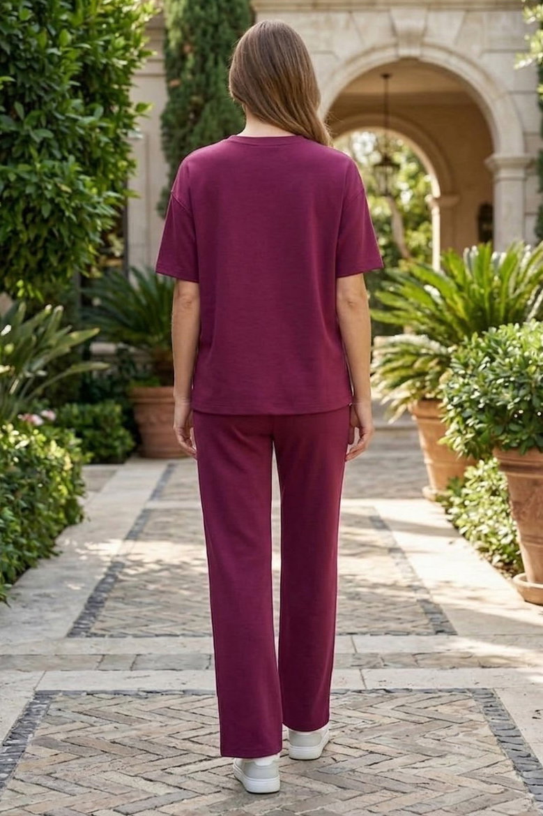Çımalı Kısa Kollu Takım Bordo - 28576-BORDO - 3