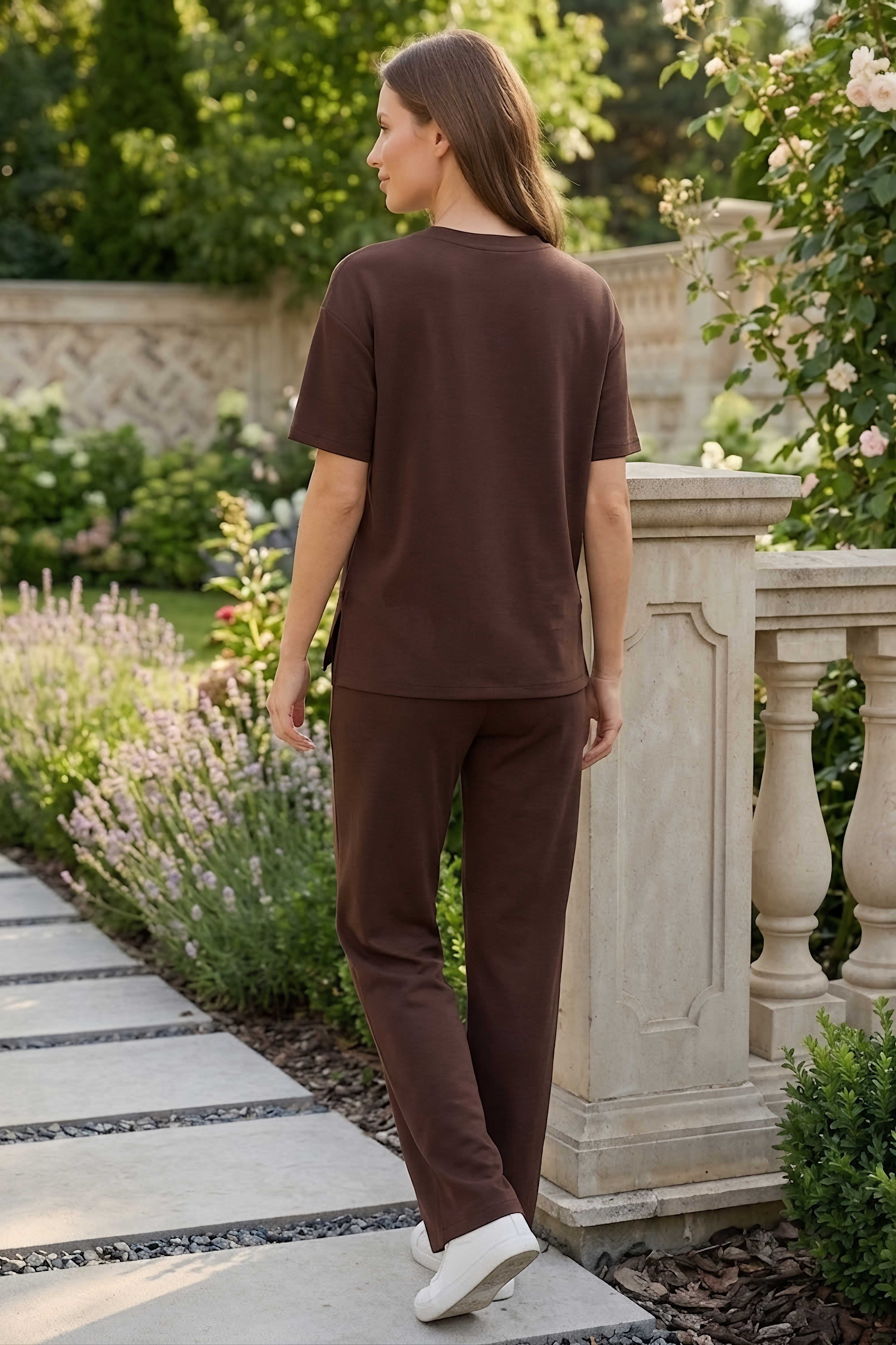 Çımalı Kısa Kollu Takım Kahve - 28576-KAHVE - 2