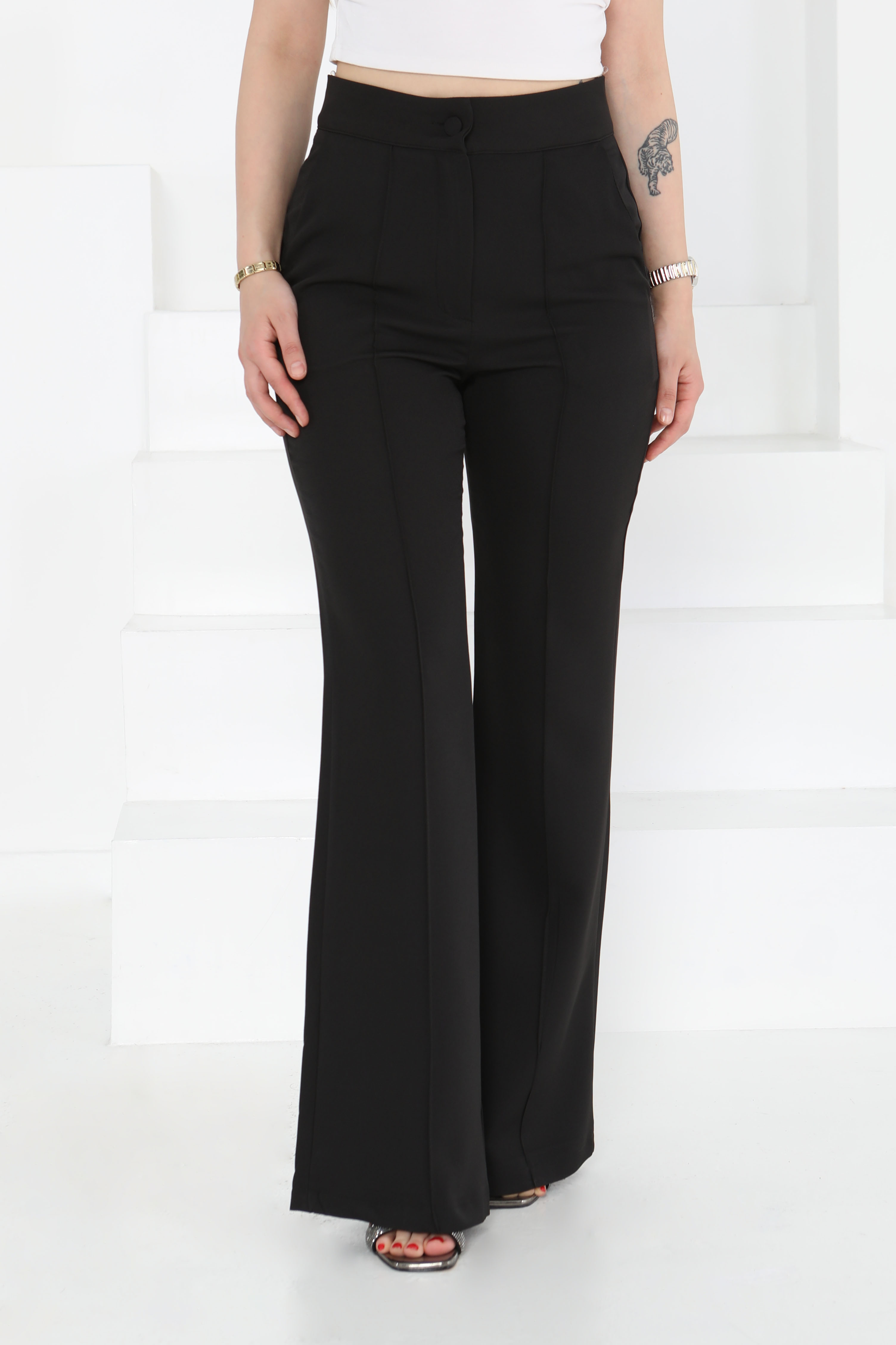 Çımalı Kumaş Pantolon Siyah - 27247 - 2