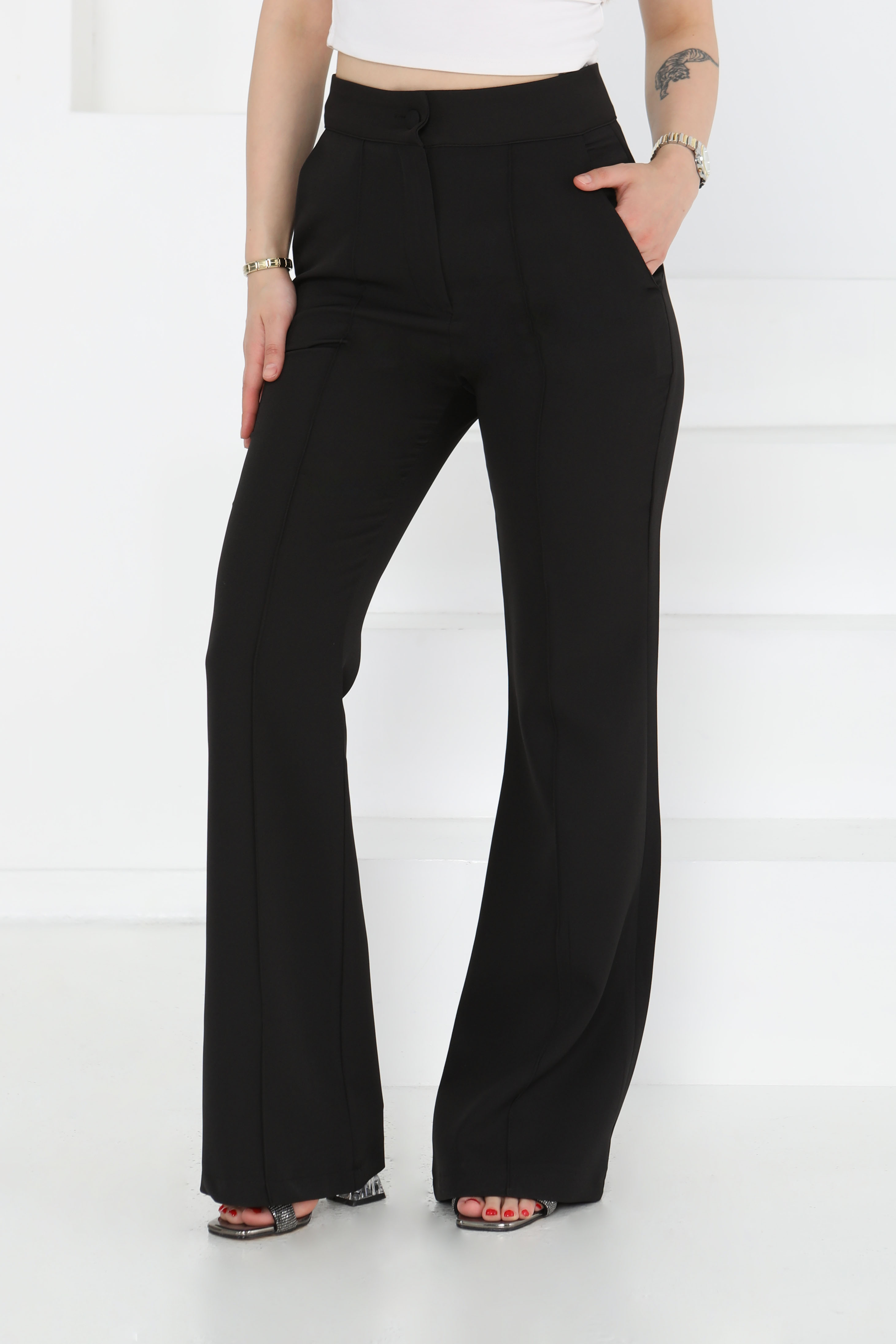 Çımalı Kumaş Pantolon Siyah - 27247 - 3