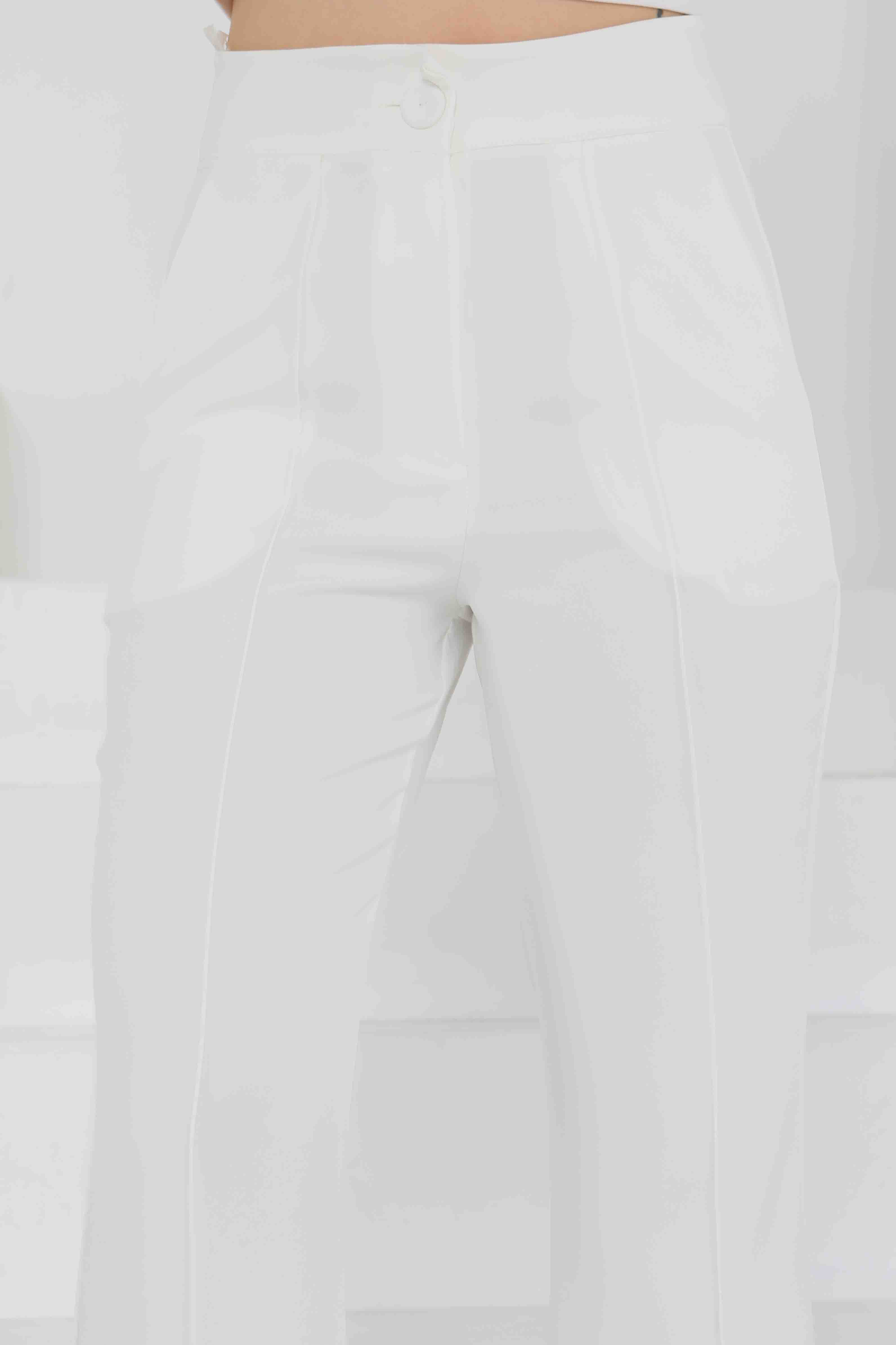 Çımalı Kumaş Pantolon Beyaz - 27247 - 7
