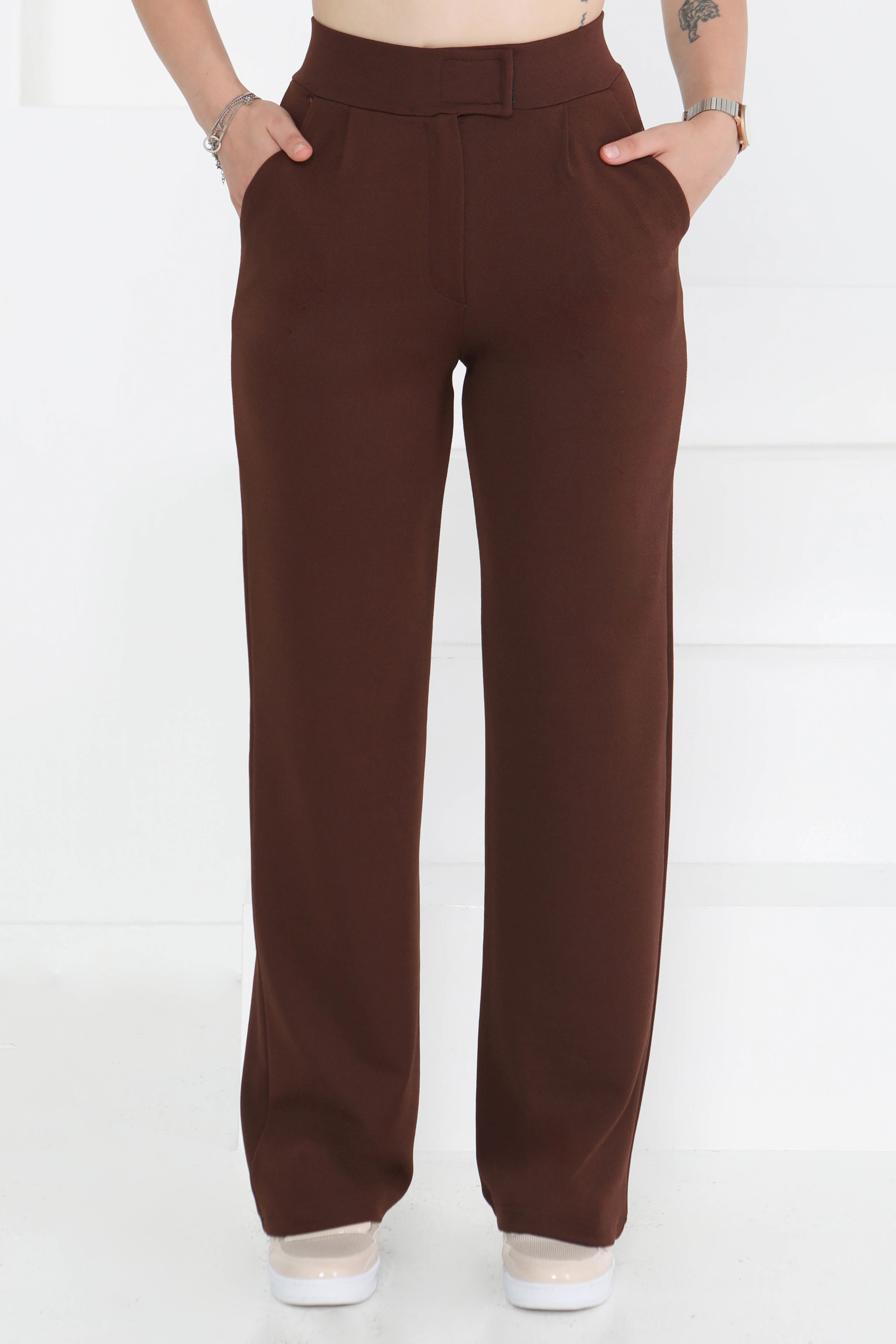 Cırtlı Spor Pantolon Kahve - 27351 - 1