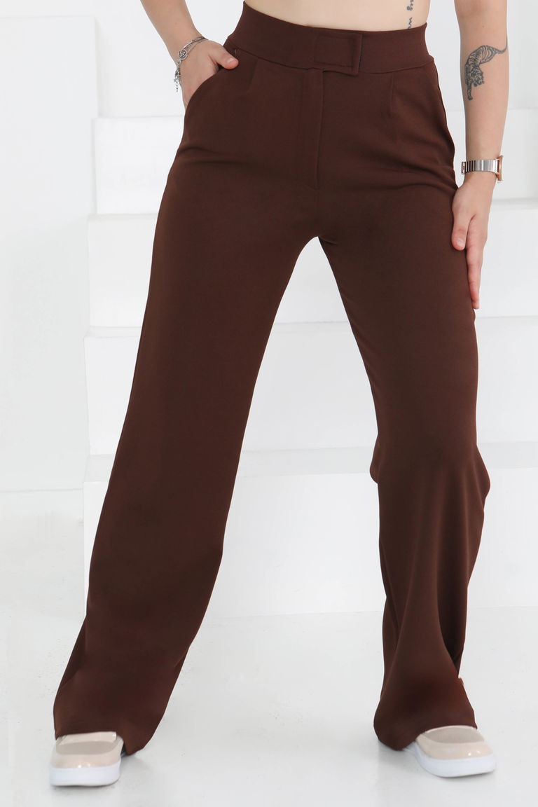 Cırtlı Spor Pantolon Kahve - 27351 - TOFİSA