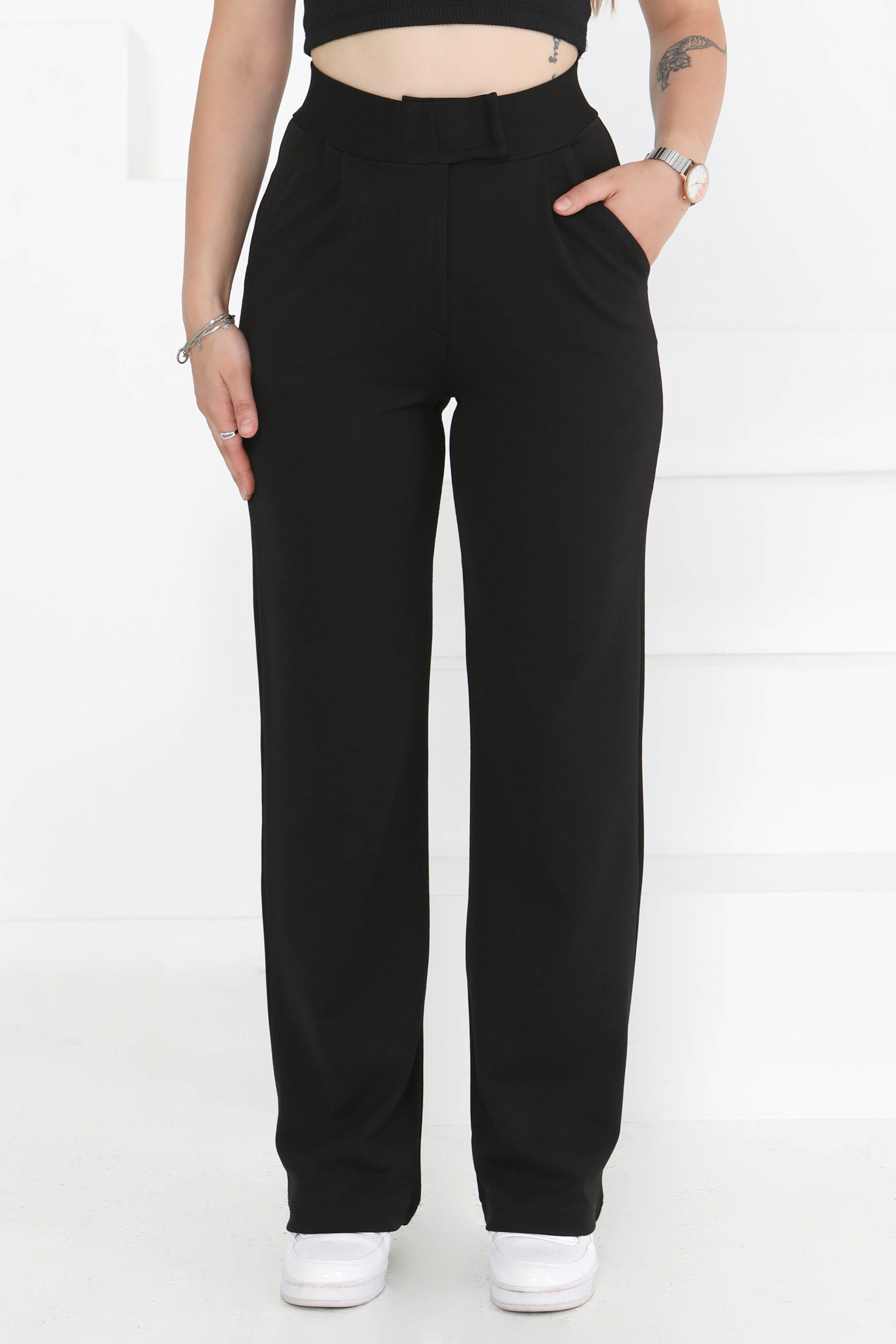 Cırtlı Spor Pantolon Siyah - 27351 - 2