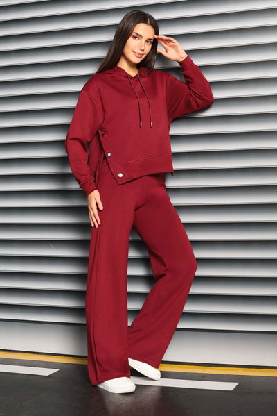 Çıtçıt Detaylı Modal İkili Takım - 27878-BORDO 