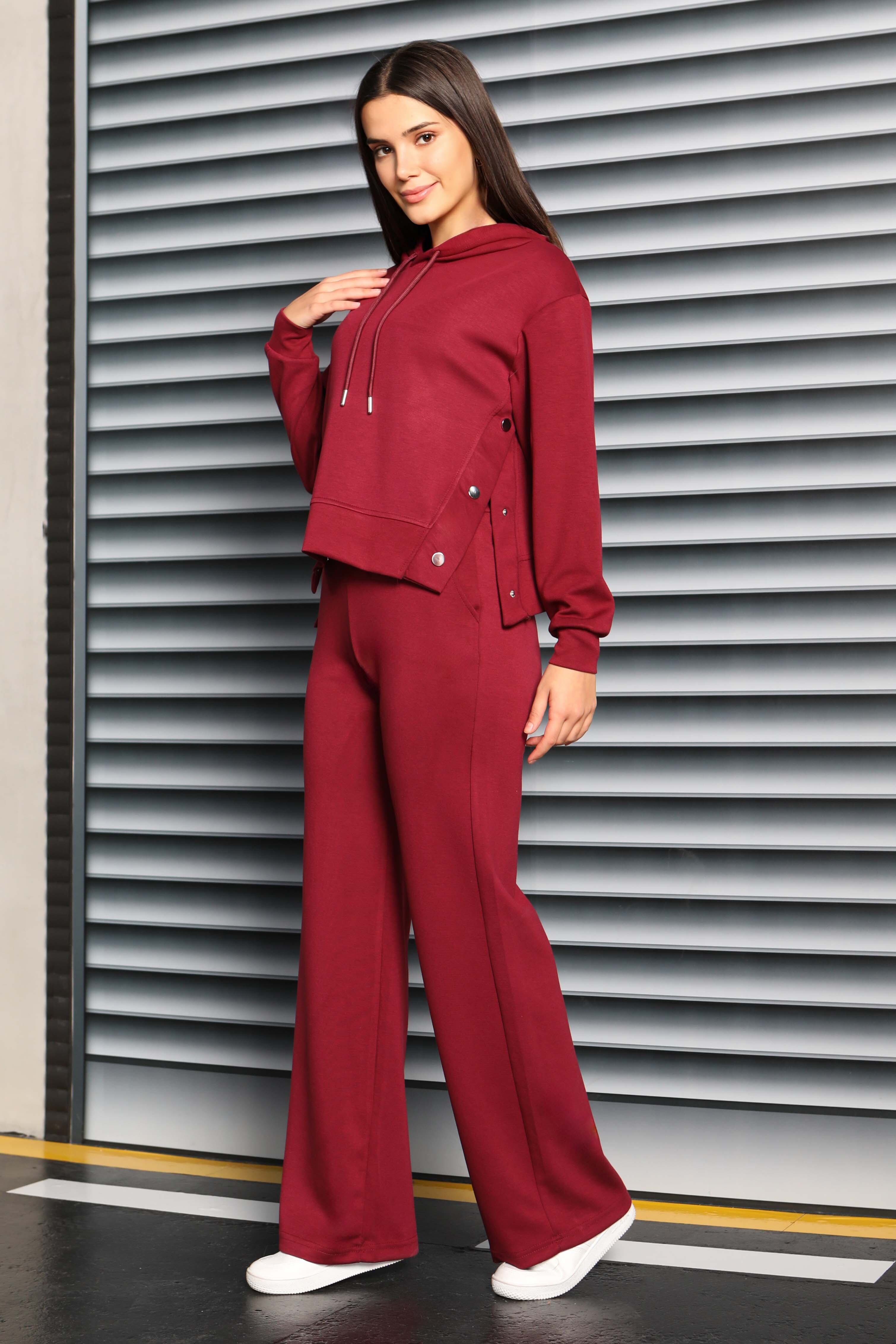 Çıtçıt Detaylı Modal İkili Takım - 27878-BORDO - 3